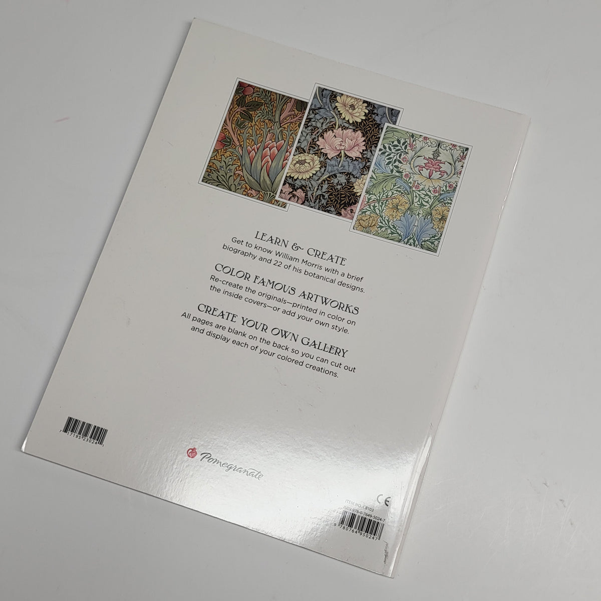 ZA@ POMEGRANATE William Morris Coloring Book Soft Cover 22 Images