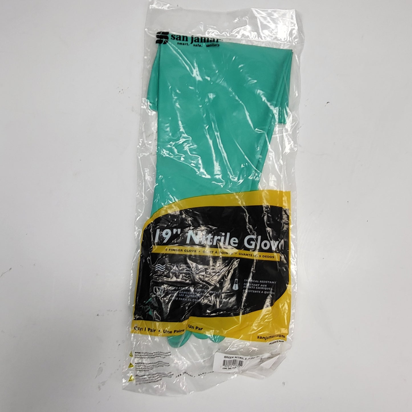 SAN JAMAR (2 PACK) Flexible Nitrile Rubber Dishwashing Gloves 19" Green 19NU-L