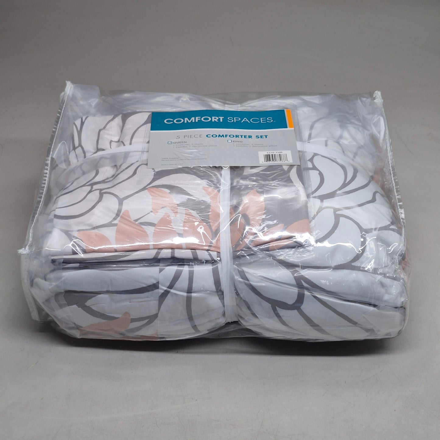 COMFORT SPACES Enya 5 Piece Comforter Set queen Blush/grey CS10-1509