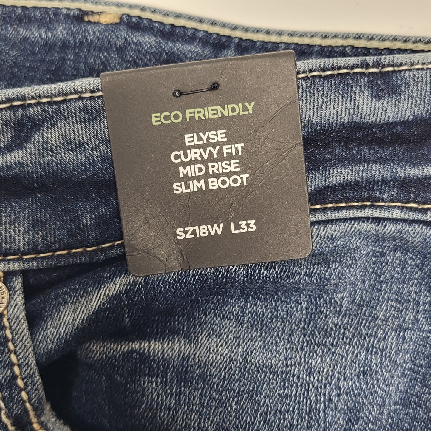 SILVER JEANS CO. Silver Jeans Co. Elyse Slim Boot Curvy Fit Women's Sz 18w/33 Indigo W03601ecf381