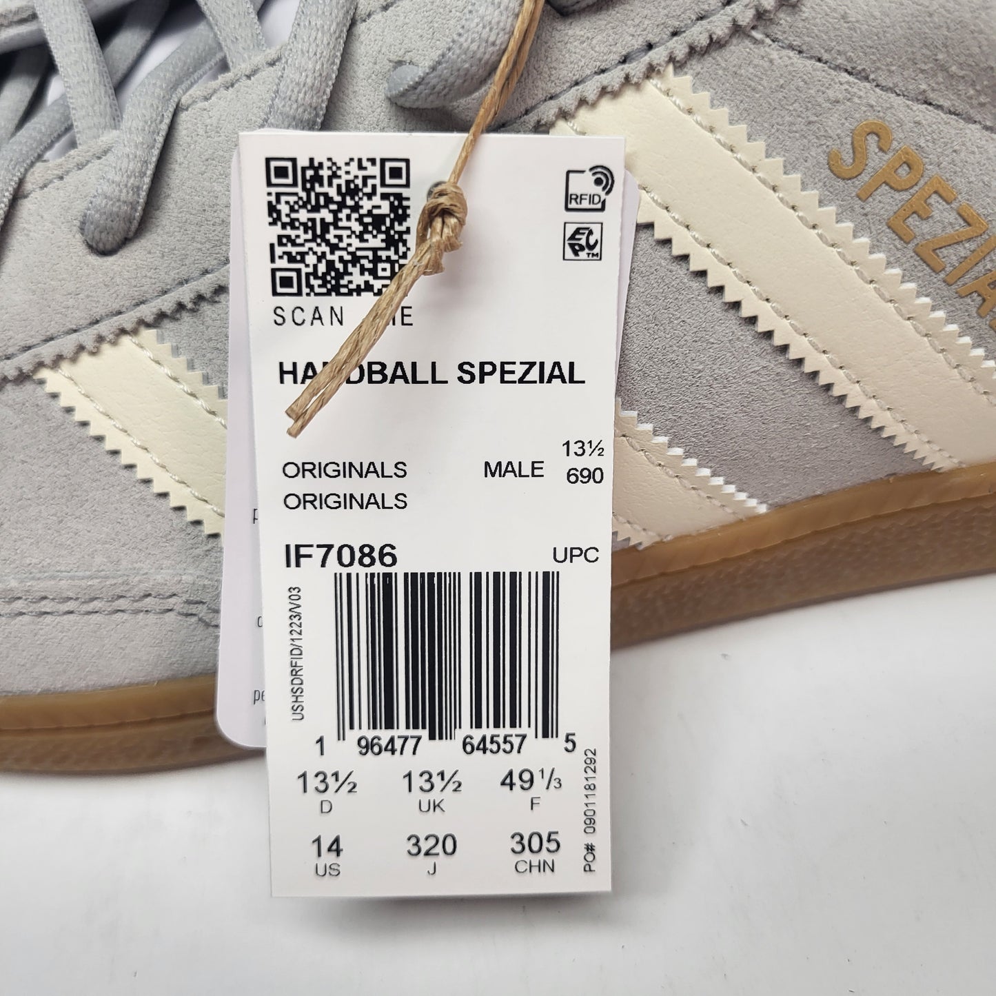 ADIDAS Handball Speziel Originals Sz 14 Grey Two/ Cream White IF7086 (As - Is)
