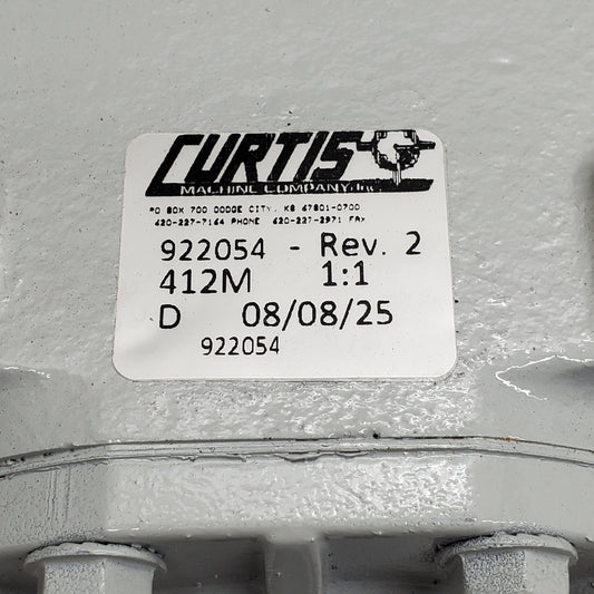 CURTIS MACHINE Gearbox 412m 1:1 Rev 2 Angle 3 Shaft Gear Grey 922054