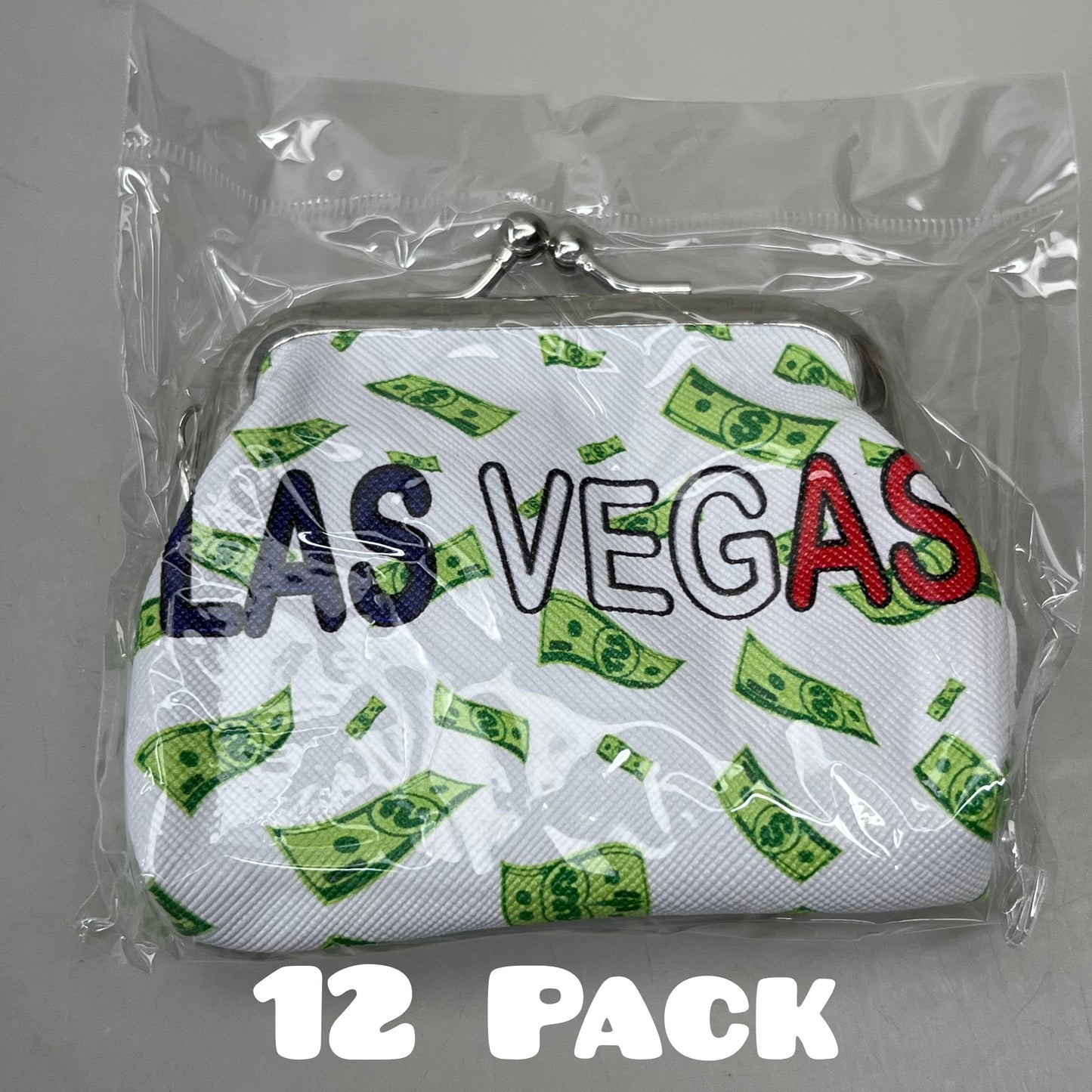 LAS VEGAS 12-PACK! Welcome to Fabulous Las Vegas Coin Purse Souvenirs 4" x 4" Money