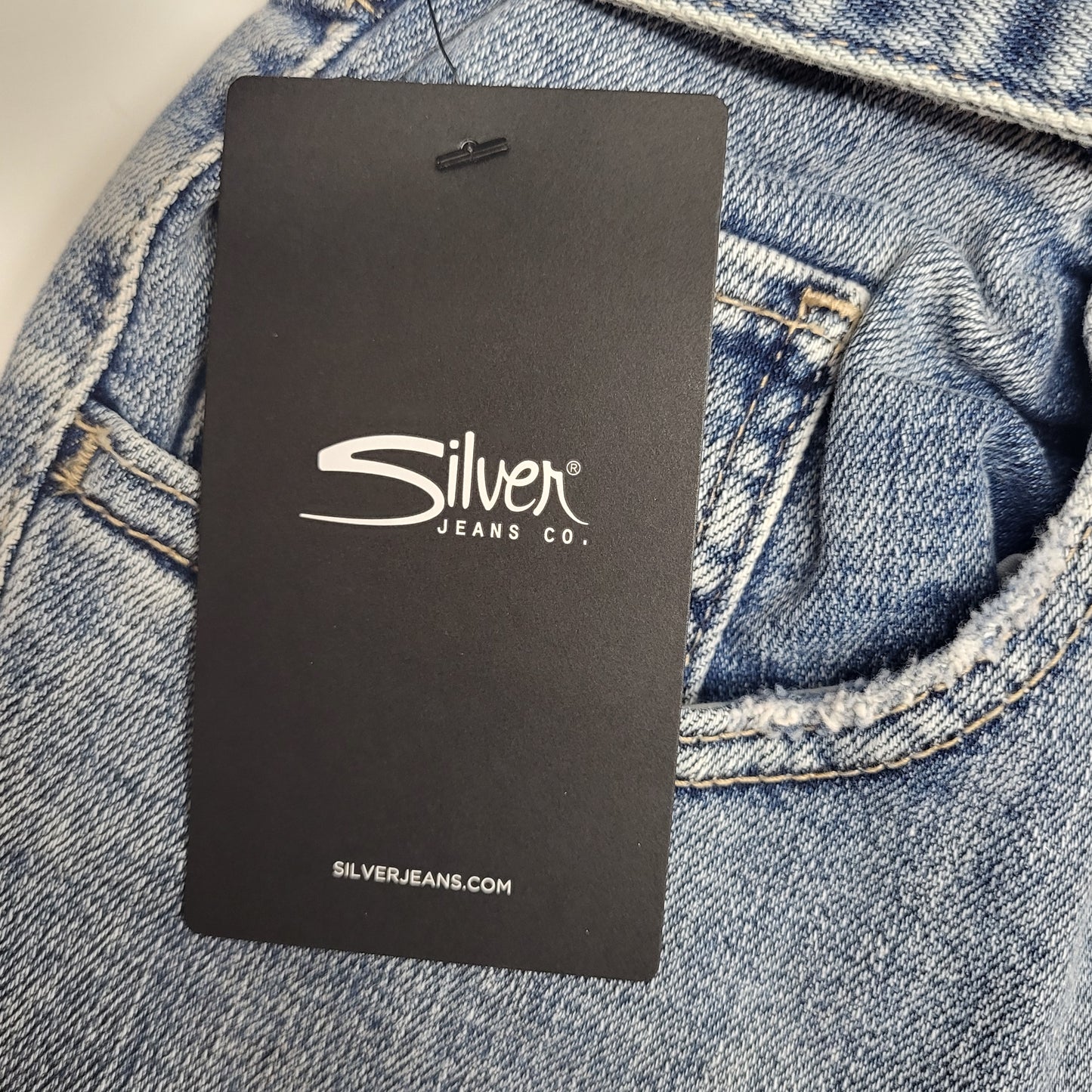 SILVER JEANS CO. Paper Bag Crop High Rise Straight Eco Friendly Sz 33/27 Indigo