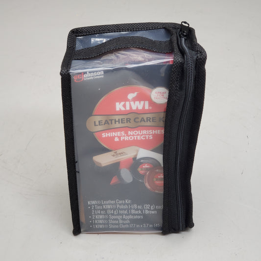 KIWI Leather Care Kit Shines Nourishes And Protects Black