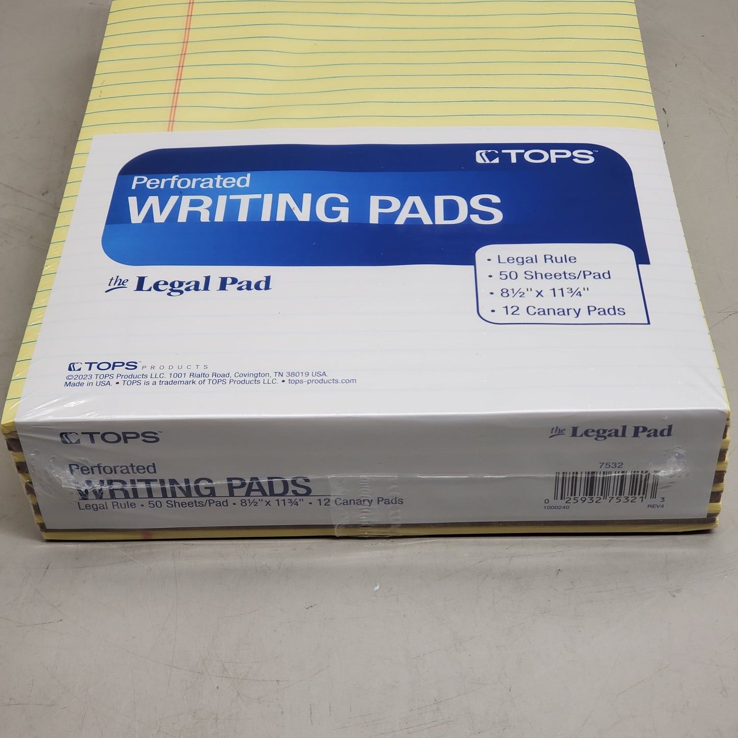 ZA@ TOPS (12 Pack) Legal Pad Perforated Writing Pads 8.5" x 11.75" Yellow 7532 E
