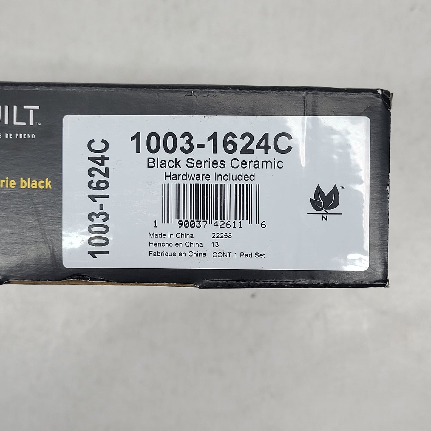 QUALITY-BUILT Ceramic Disc Brake Pad Set Black Rear 1003-1624C