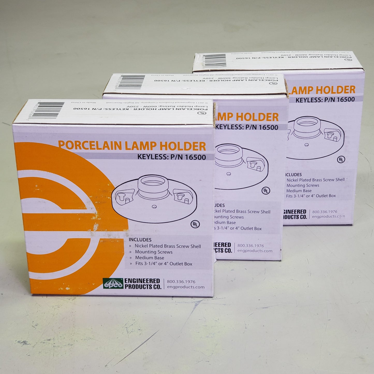 ZA@ EPCO (3 PACK) Energy Solutions Lampholder Porcelain Lamp Holder Medium Base White 16500