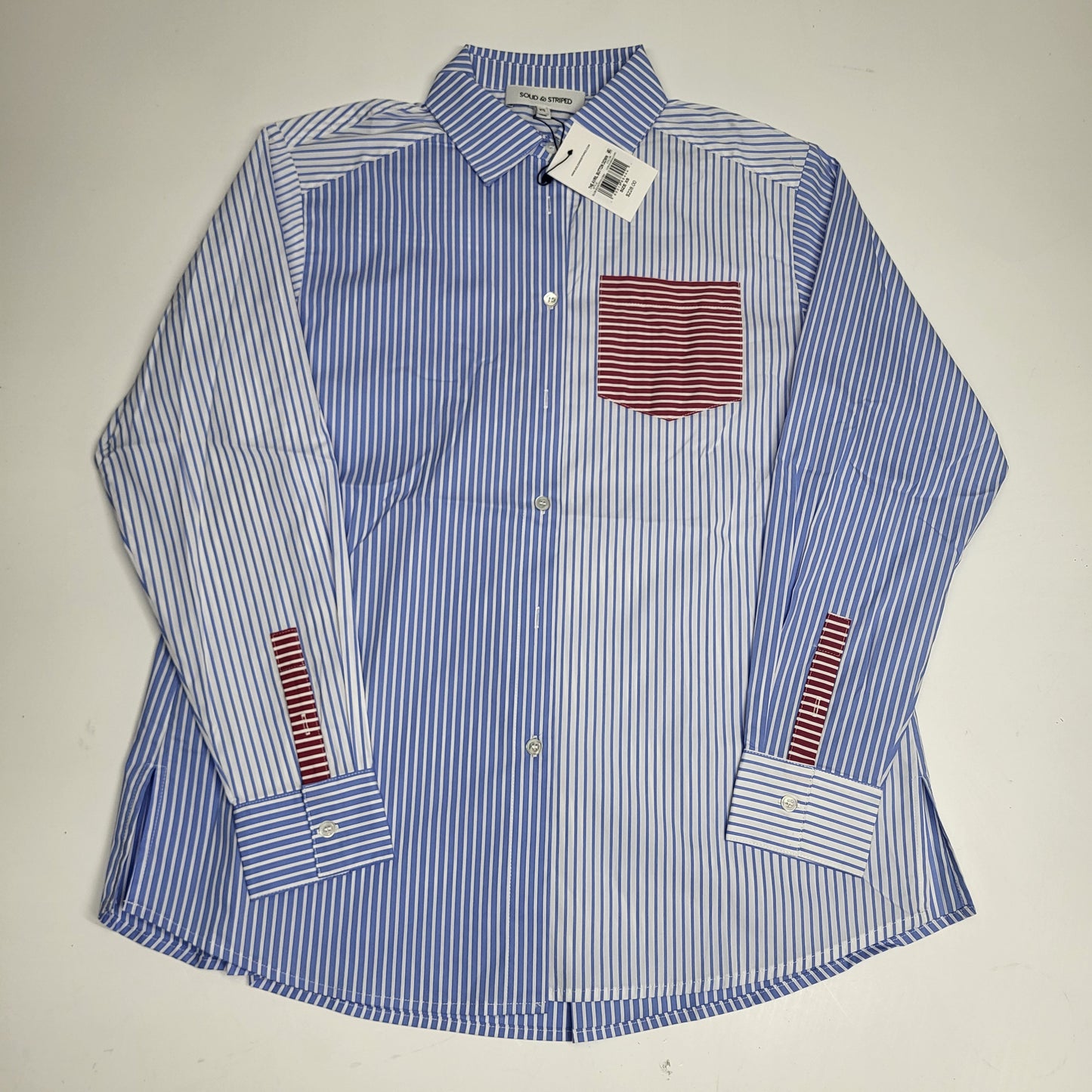 SOLID AND STRIPED The Avril Stripe Button-front Shirt XS Colorblock Marina SU26B2287PYDCBM