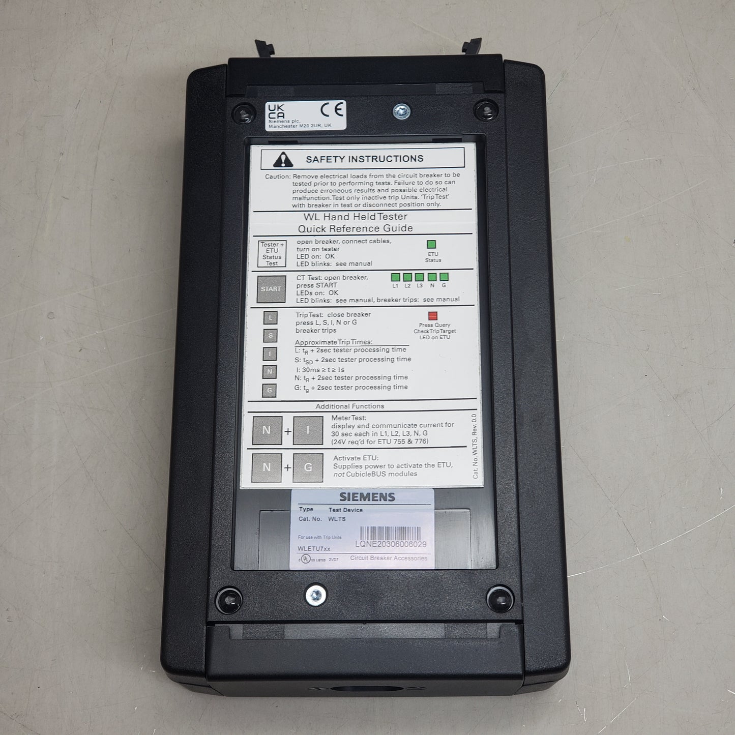 SIEMENS WL Hand-Held ETU Circuit Breaker Tester 3WL9111-1AT31-0AA0