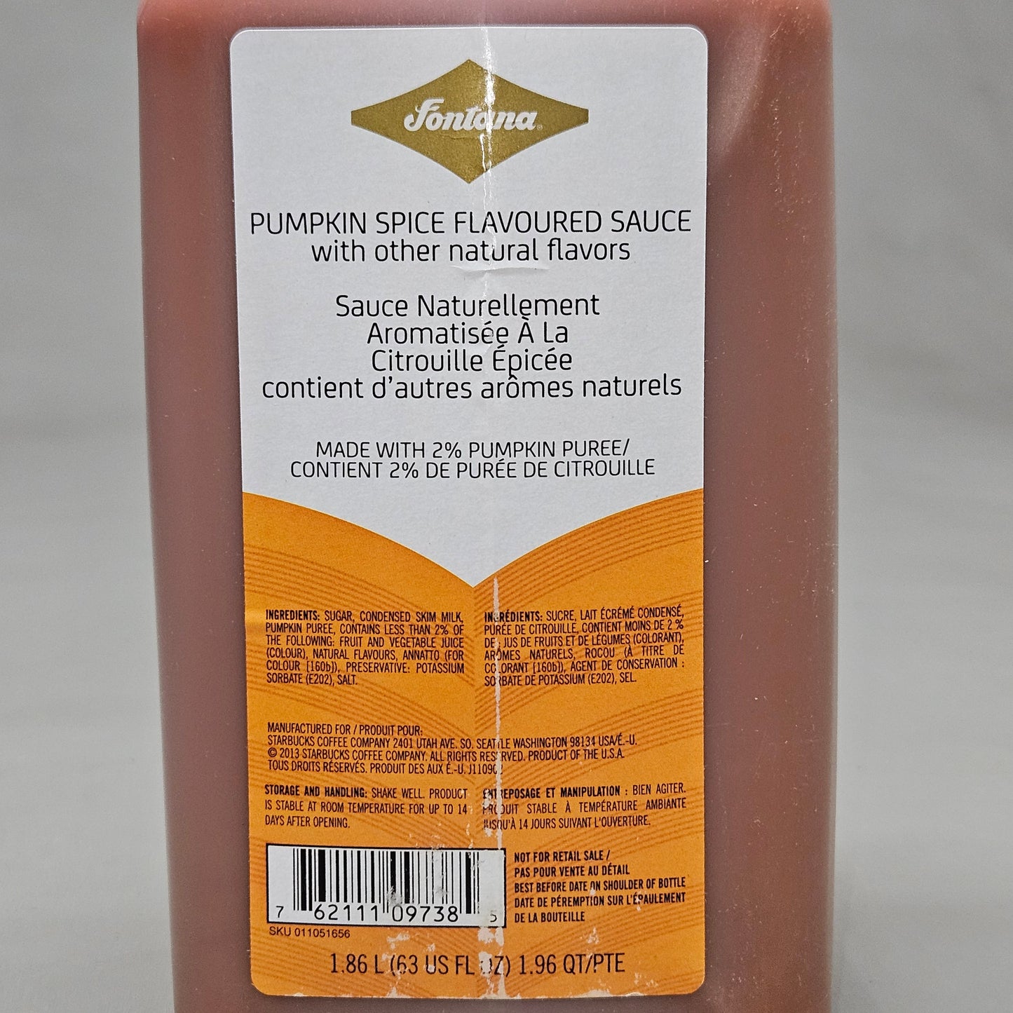 ZA@ STARBUCKS (4 PACK) Pumpkin Spice Flavoured Sauce (1.86 L/bottle) BB 12/25