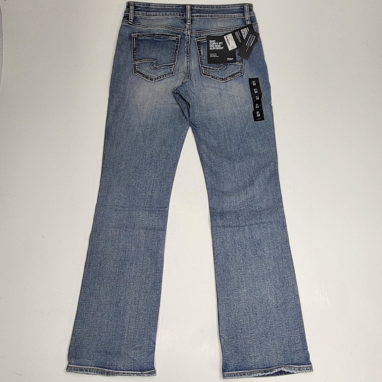 SILVER JEANS CO. Suki Curvy Fit Mid Rise Slim Boot Sz 29/31 Light Indigo