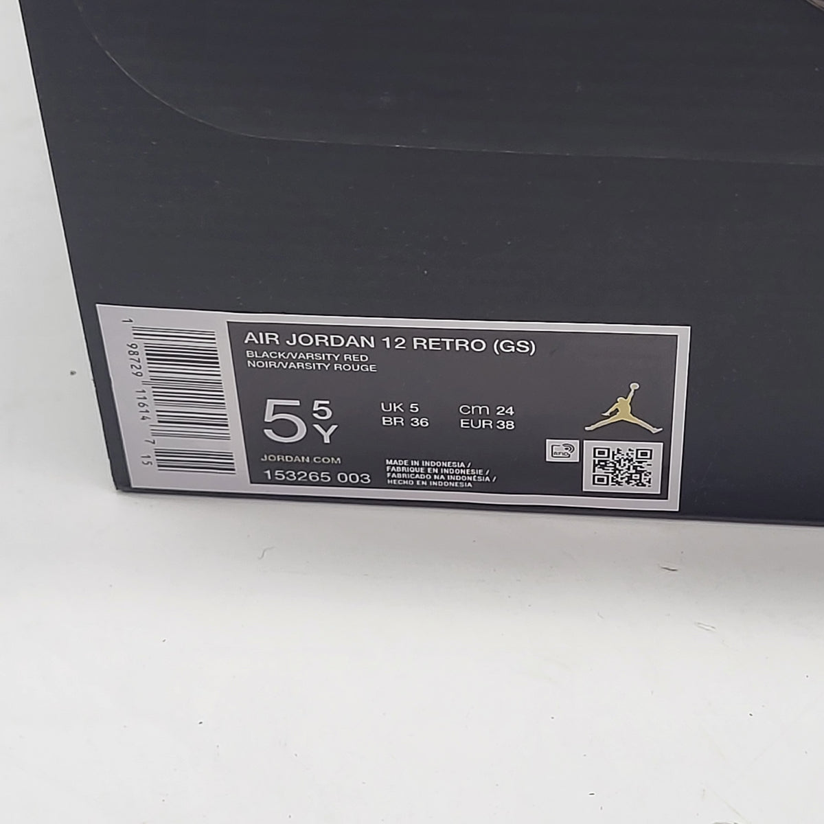 NIKE Jordan 12 Retro Bloodline Kids Sz 5.5Y Black/Varsity Red 151186 003