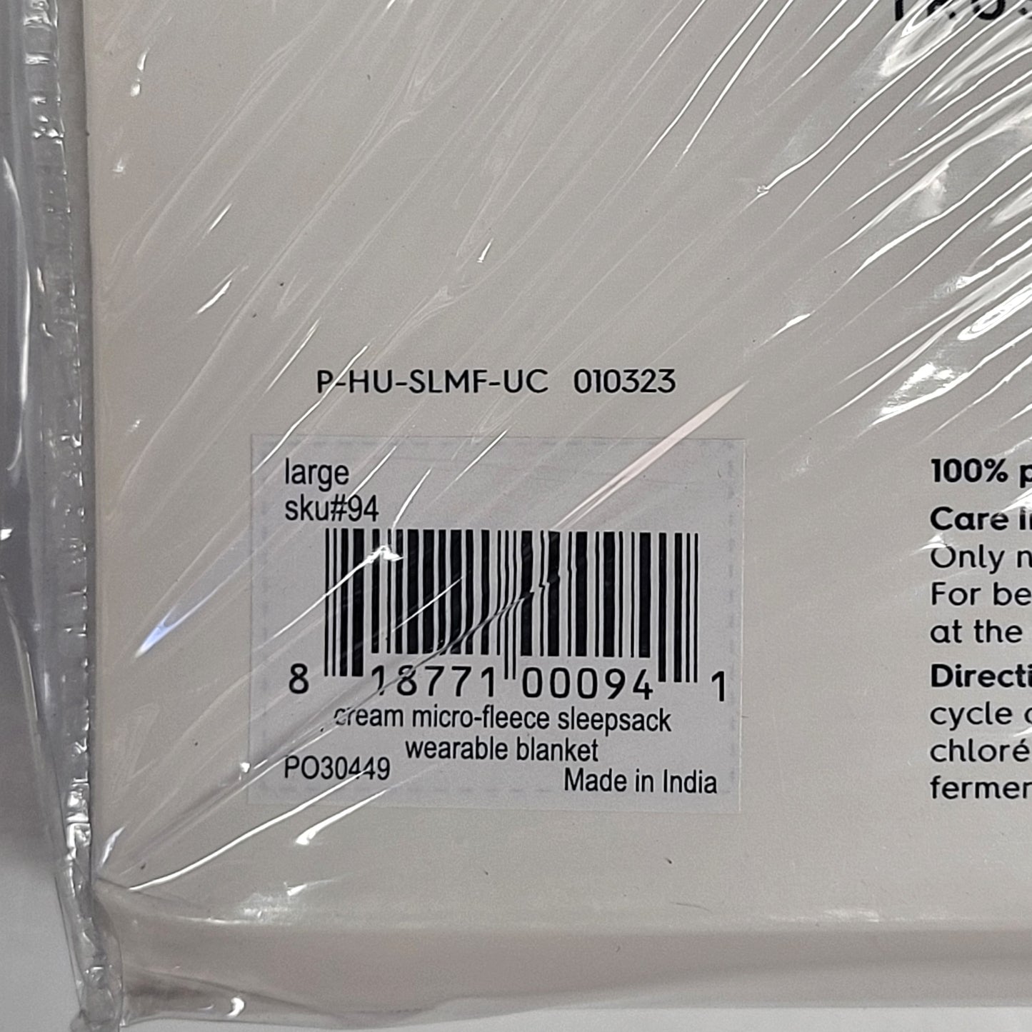 HALO Sleepsack Swaddle Wearable Baby Blanket Micro-fleece 12-18 mo. White