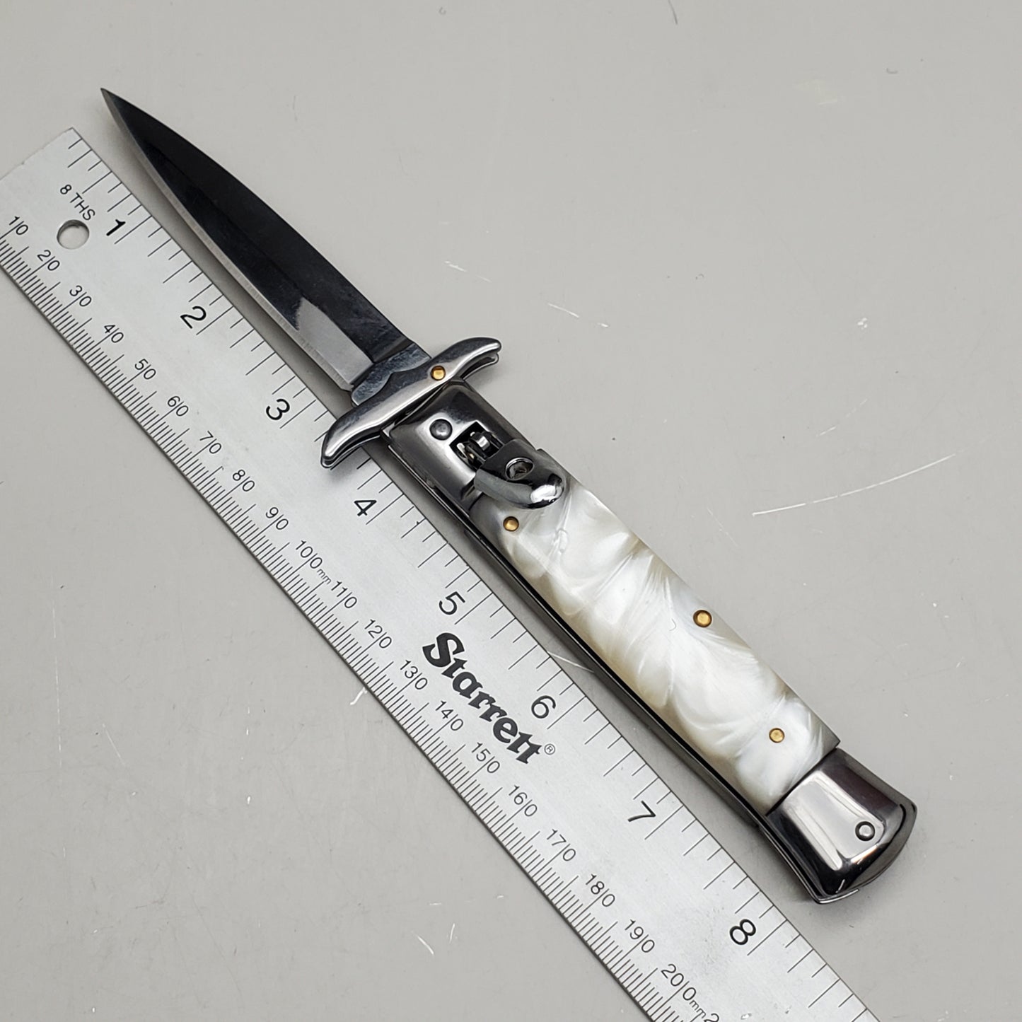 ZA@ ARMED FORCE TACTICAL 8” Handcrafted OTF Pocket Knife – Ivory ST-11WP