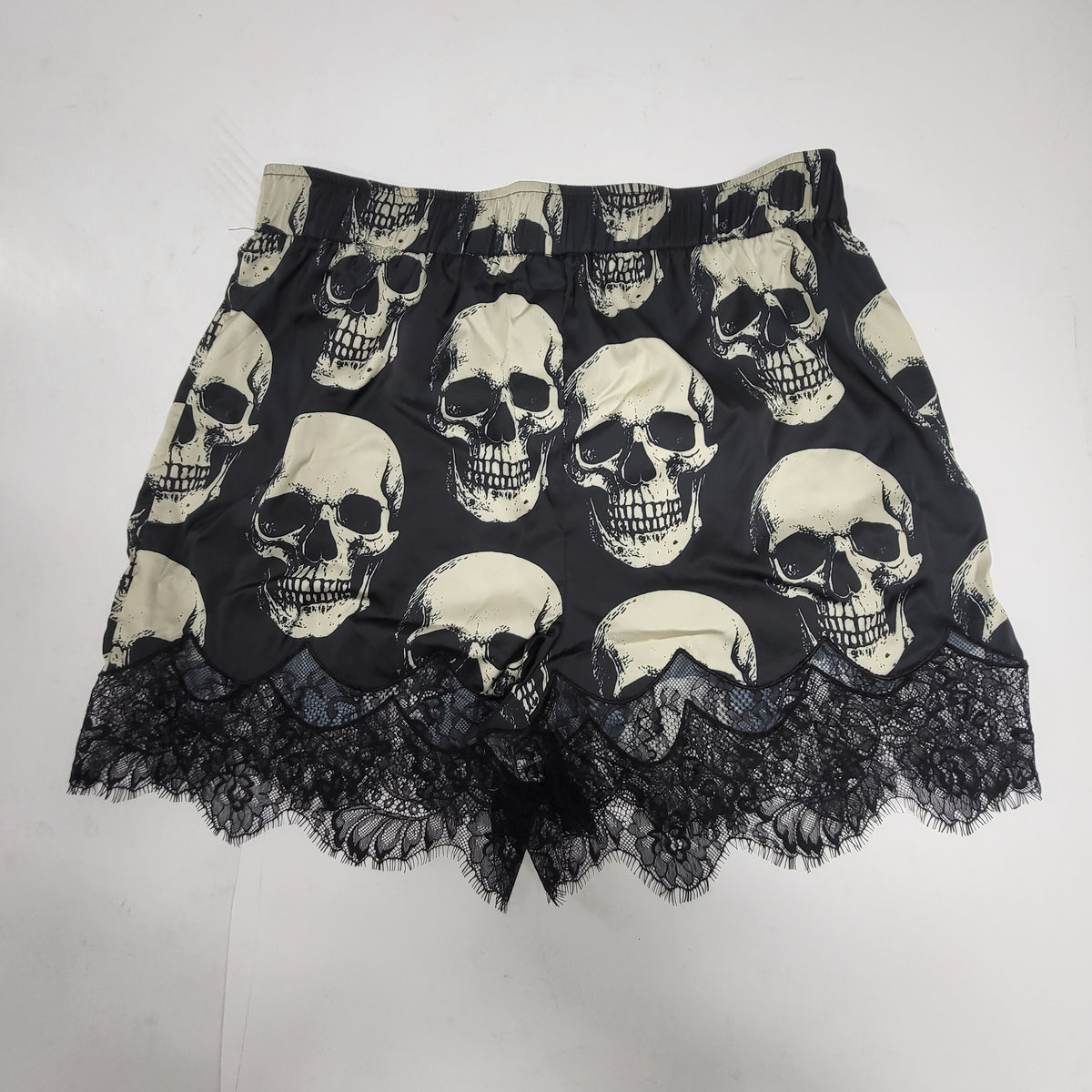 DRESSED IN LALA Bad to the Bone Lace Edge Satin Bloomer Shorts 3XL Black