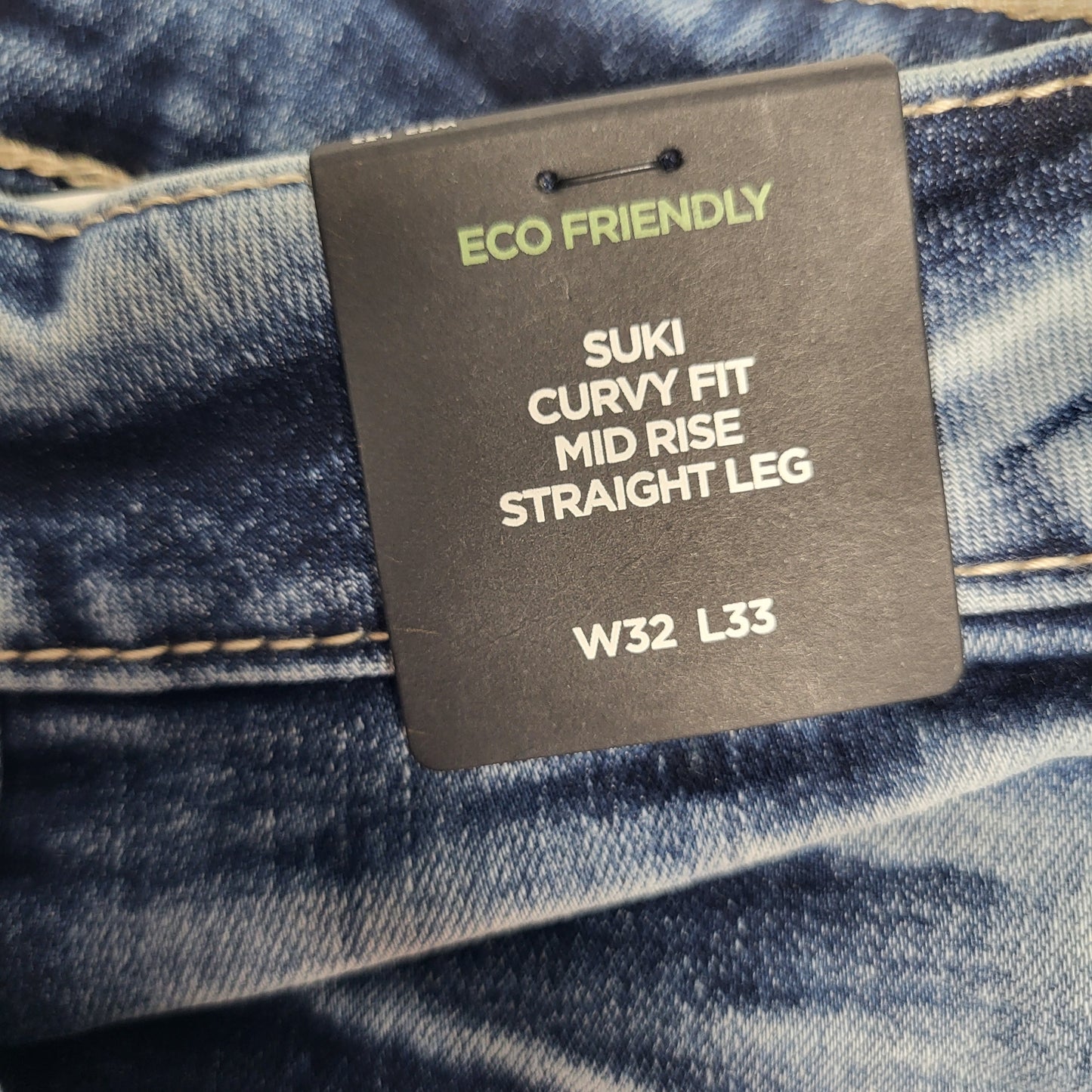 SILVER JEANS CO. Suki Straight Leg Eco Friendly Sz 32/33 Indigo L93413ECF204