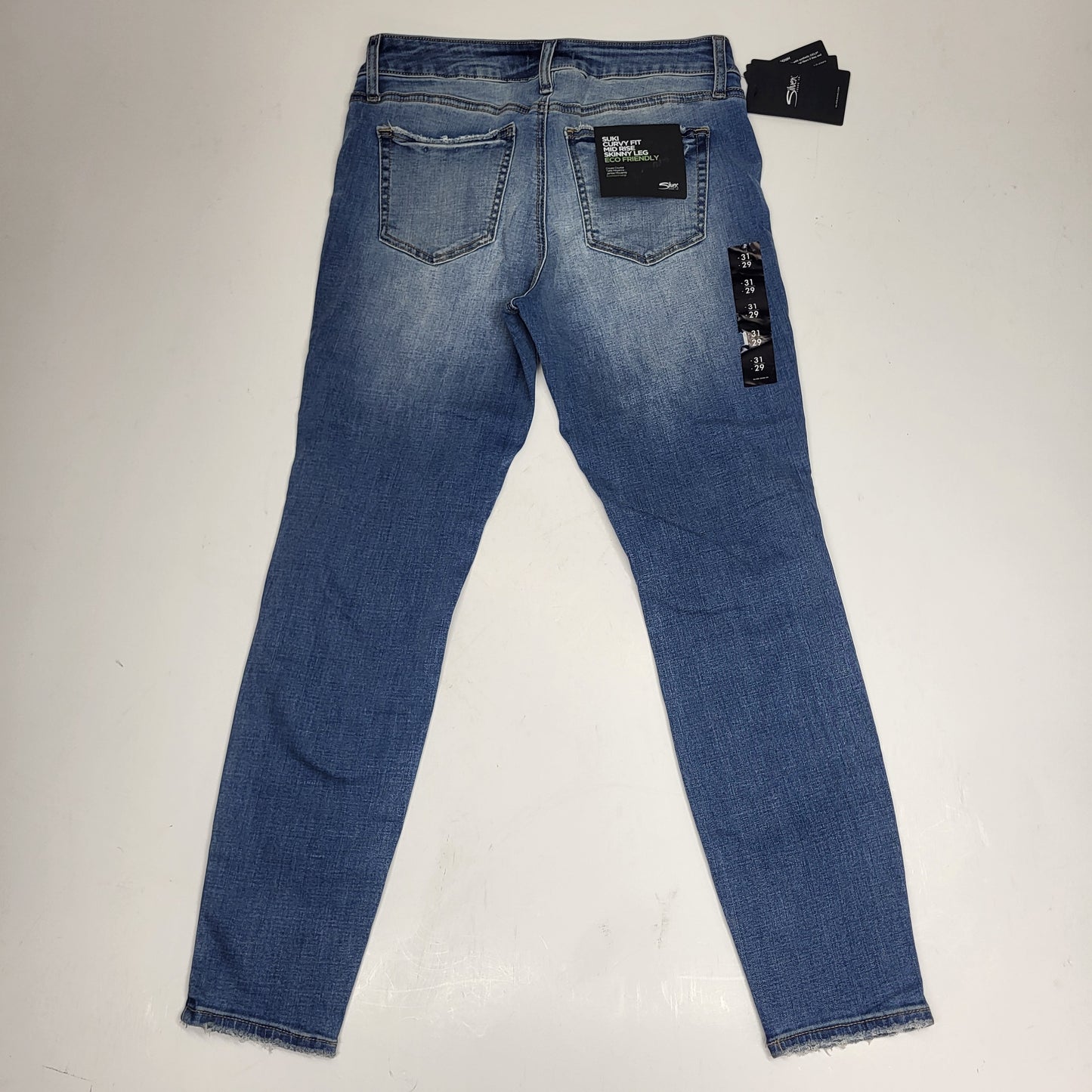 SILVER JEANS CO. Suki Curvy Fit Skinny Leg Eco Friendly Sz 31/29 Light Indigo