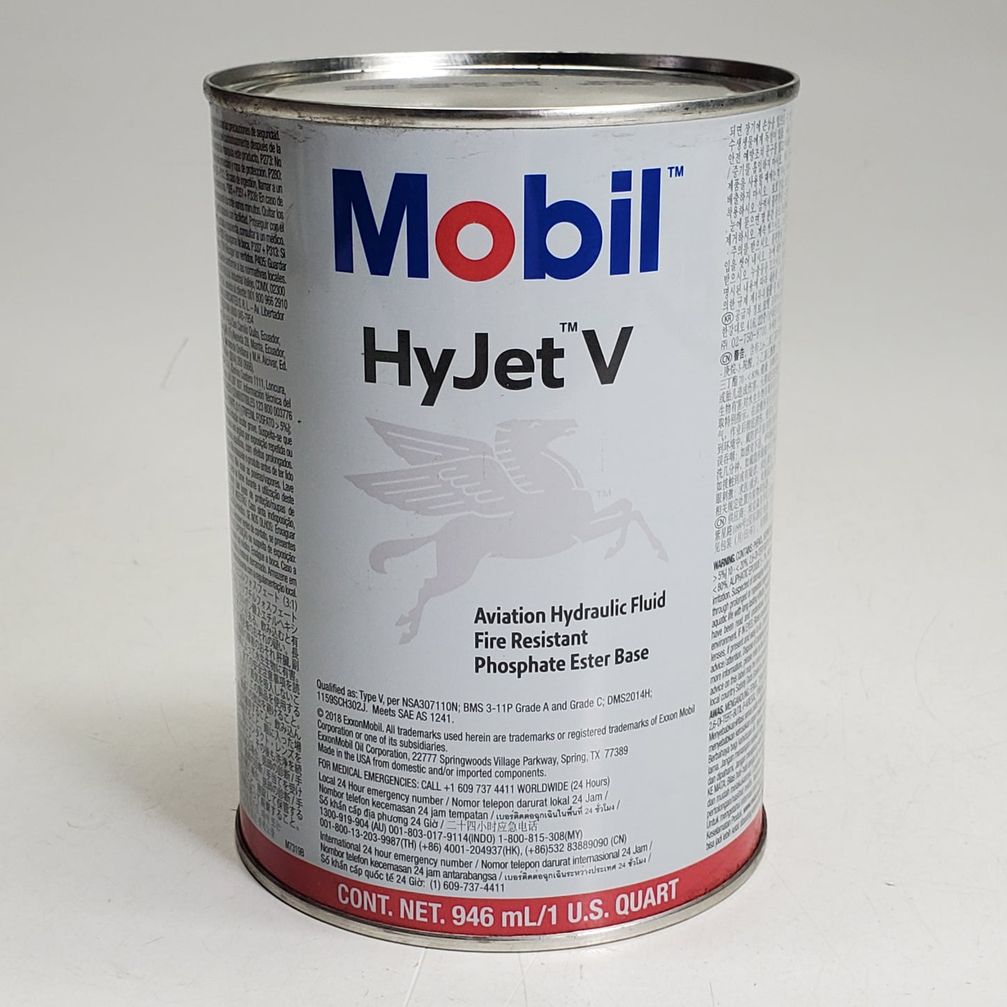 MOBIL Aviation Hydraulic Fluid Fire Resistant 1 Quart HYJET V BB 03/30