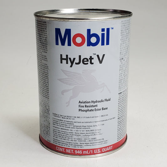 MOBIL Aviation Hydraulic Fluid Fire Resistant 1 Quart HYJET V BB 03/30