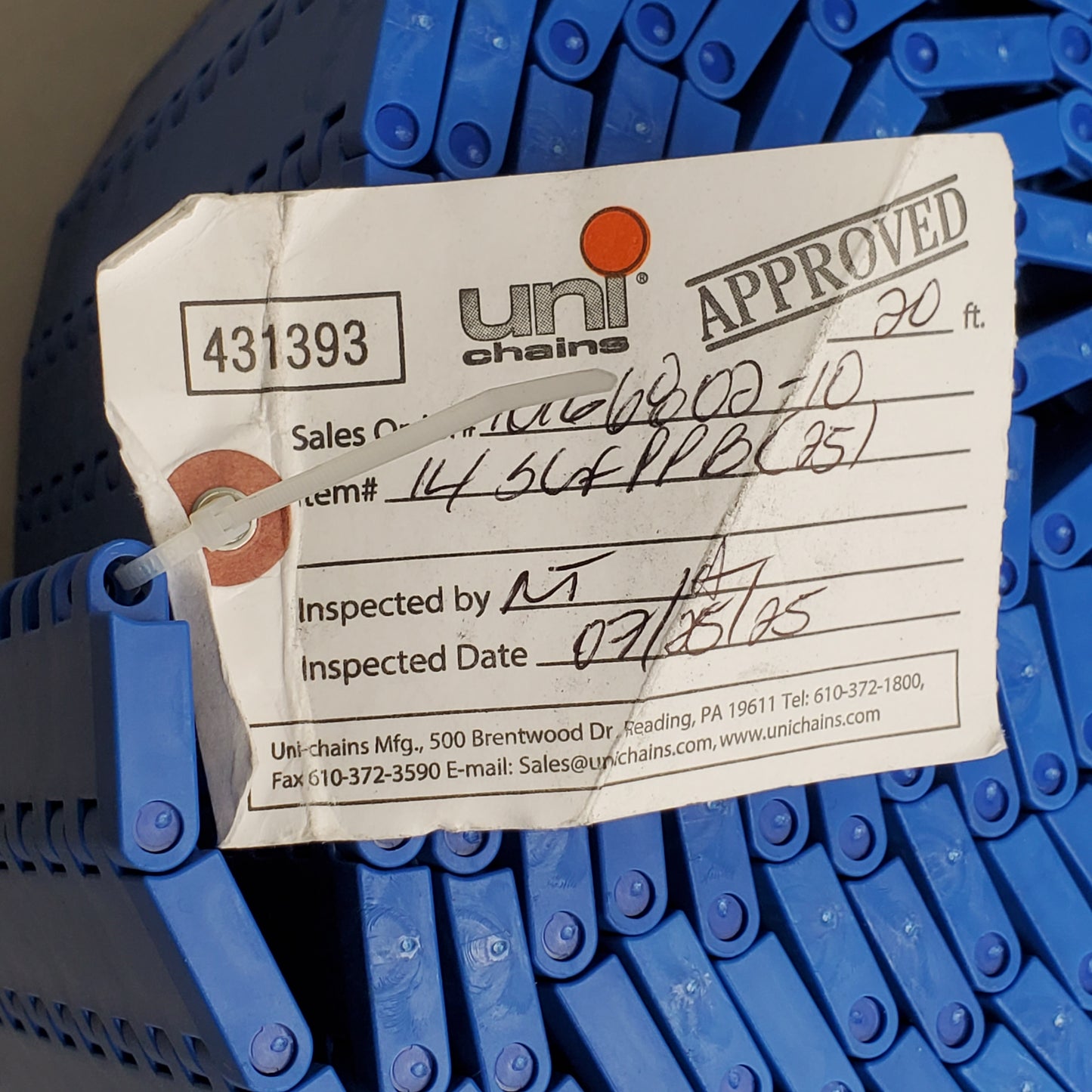 UNI CHAINS (4 Pack) Plastic Conveyor Chain Belt 6" x 20' Blue 145CFPPB (New Other)