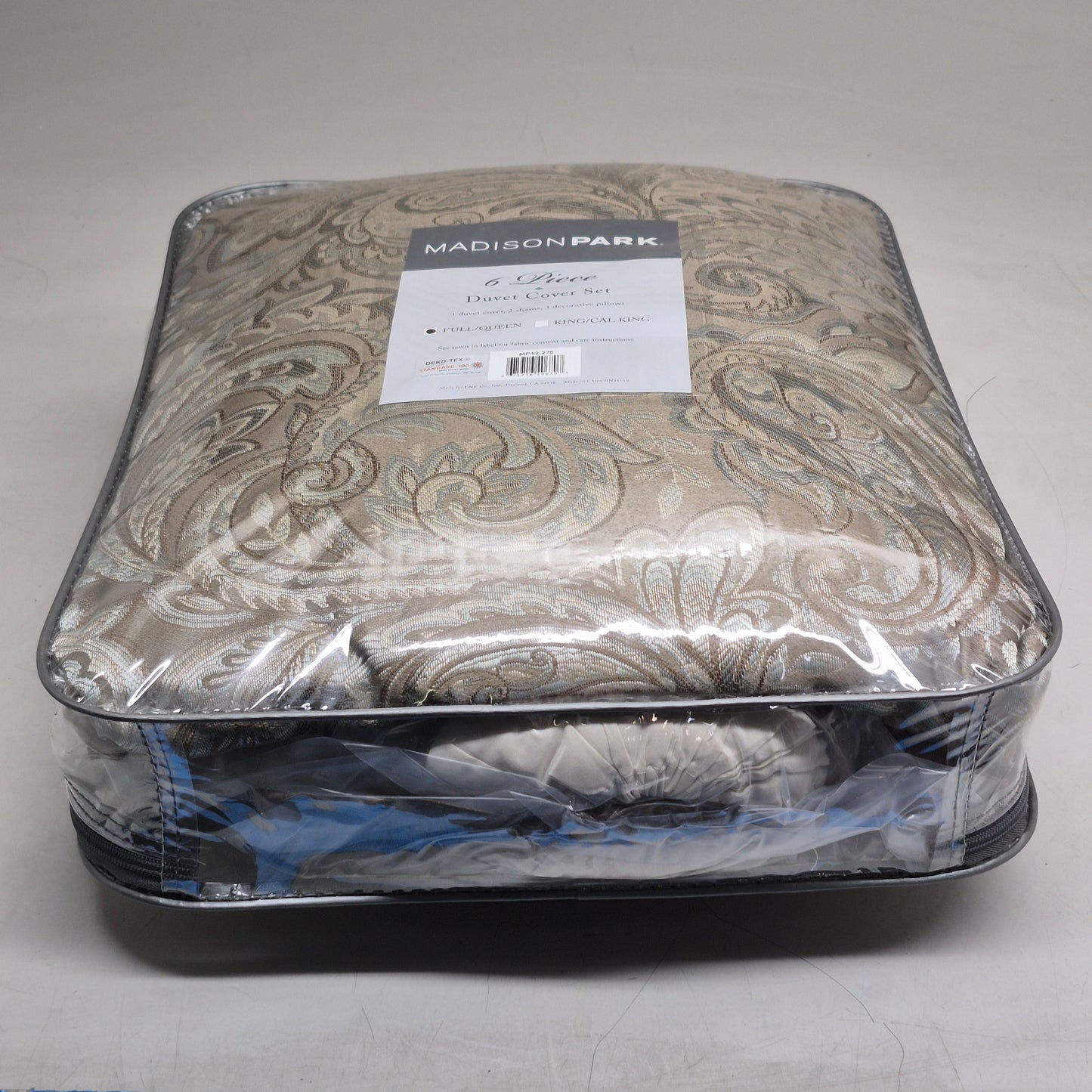 MADISON PARK Angel Wrap Duvet Cover Set Full/Queen Aubrey Paisley Taupe CS58-0316