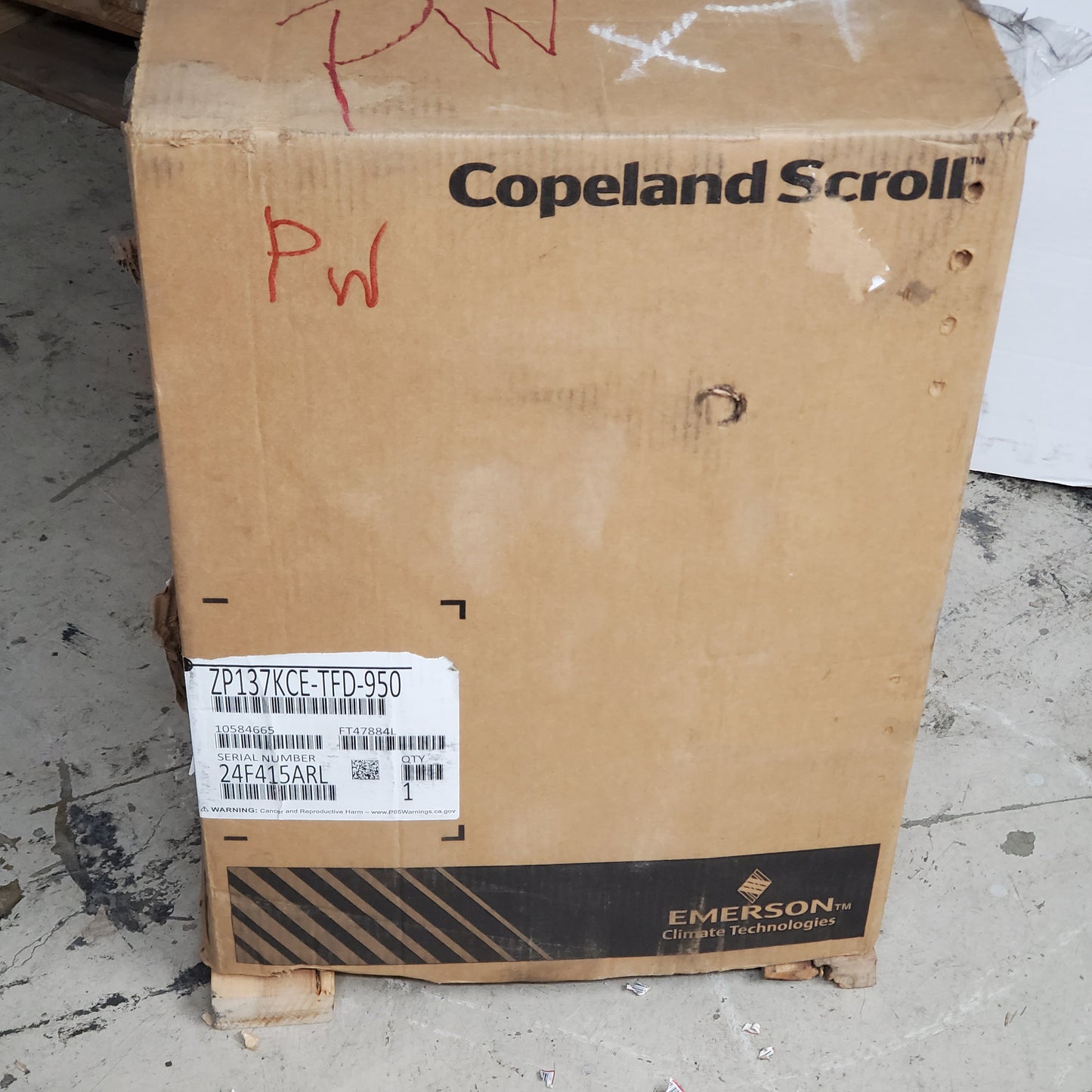 EMERSON Copeland Scroll Compressor High Temp R410A 460v3ph 168,000btu ZP137KCETFD950