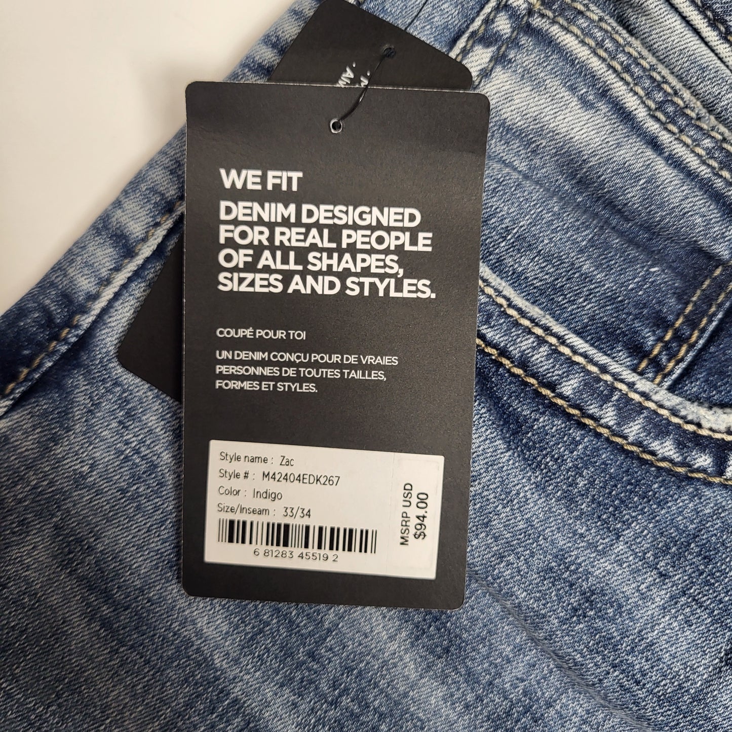 SILVER JEANS CO. Zac Relaxed Fit Straight Leg Sz 33/34 Indigo M42404EDK267