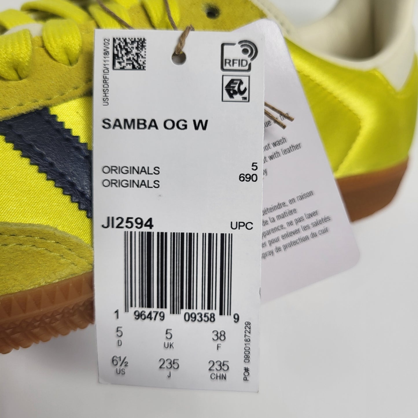 ADIDAS Samba Og W Sneakers Women's Sz 6.5 Yellow, Night Indigo & Cream JI2594