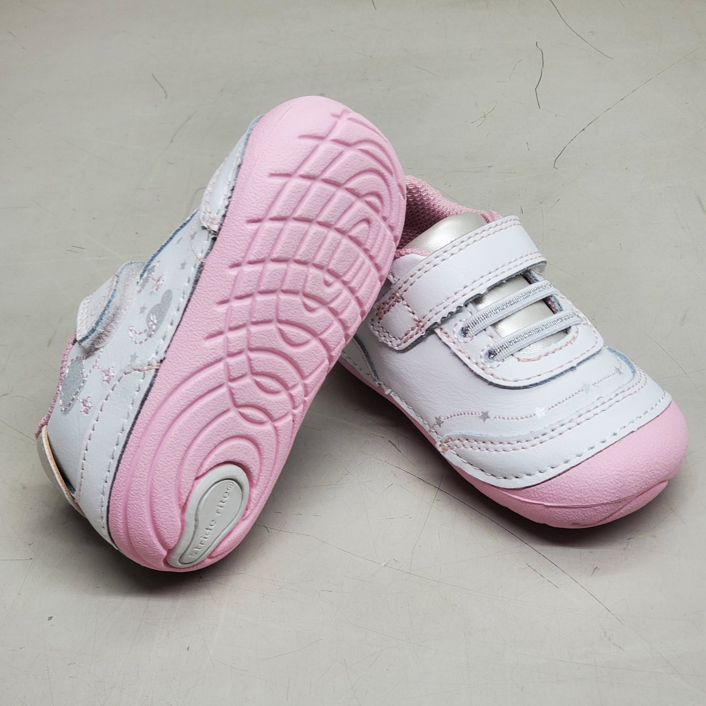 STRIDE RITE Sm Adalyn Shoes Toddler SZ 4.5W White/Silver/Pink BG000701