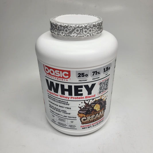 BASIC Basic Whey Protein Blend Muscle Building Boston Donut 5lbs BB 12/27