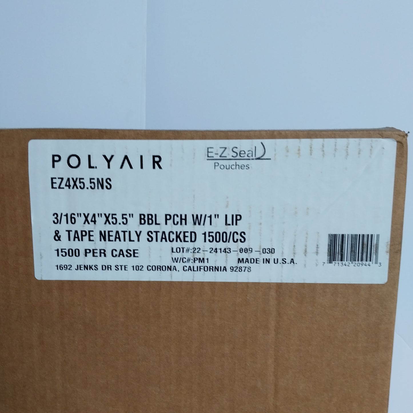 POLYAIR (1500 PACK) Bubble Pouches Lip & Tape Neatly Stacked EZ4X5.5NS