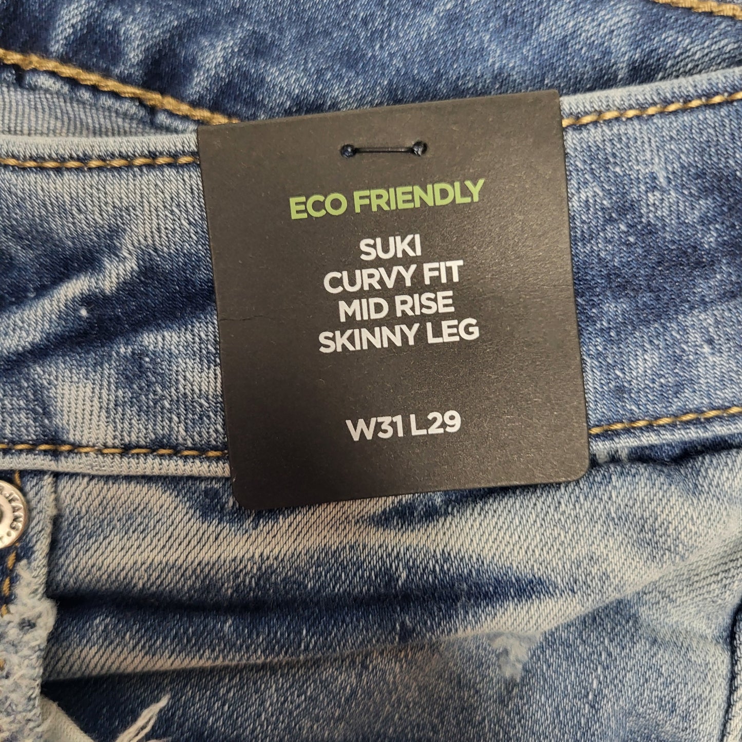 SILVER JEANS CO. Suki Curvy Fit Skinny Leg Eco Friendly Sz 31/29 Light Indigo