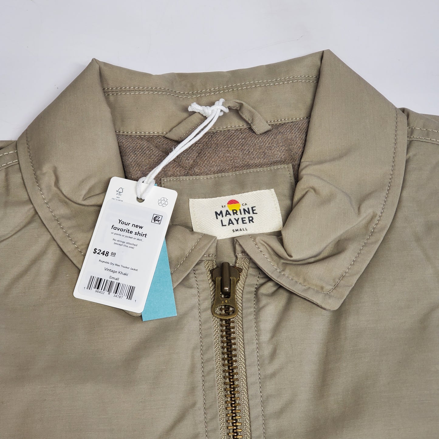 MARINE LAYER Reynolds Dry Wax Trucker Jacket Men's SZ Small Vintage Khaki