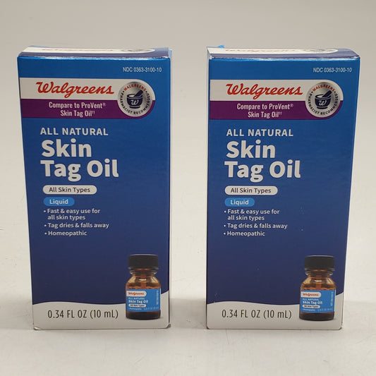 WALGREENS (2 Pack) All Natural Skin Tag Aid Oil Liquid 0.34 FL OZ BB 02/27