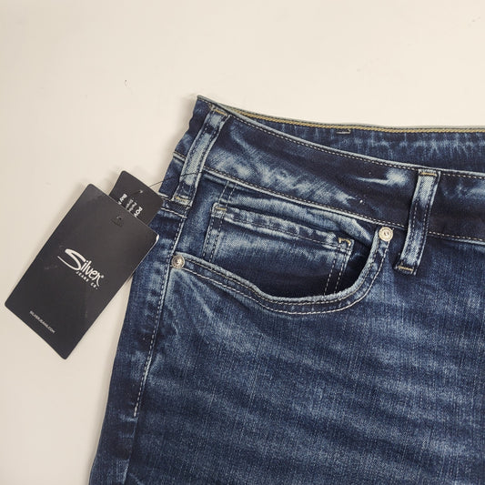 SILVER JEANS CO. Suki Curvy Fit Straight Leg Sz 18/33 Indigo W93413EGX434