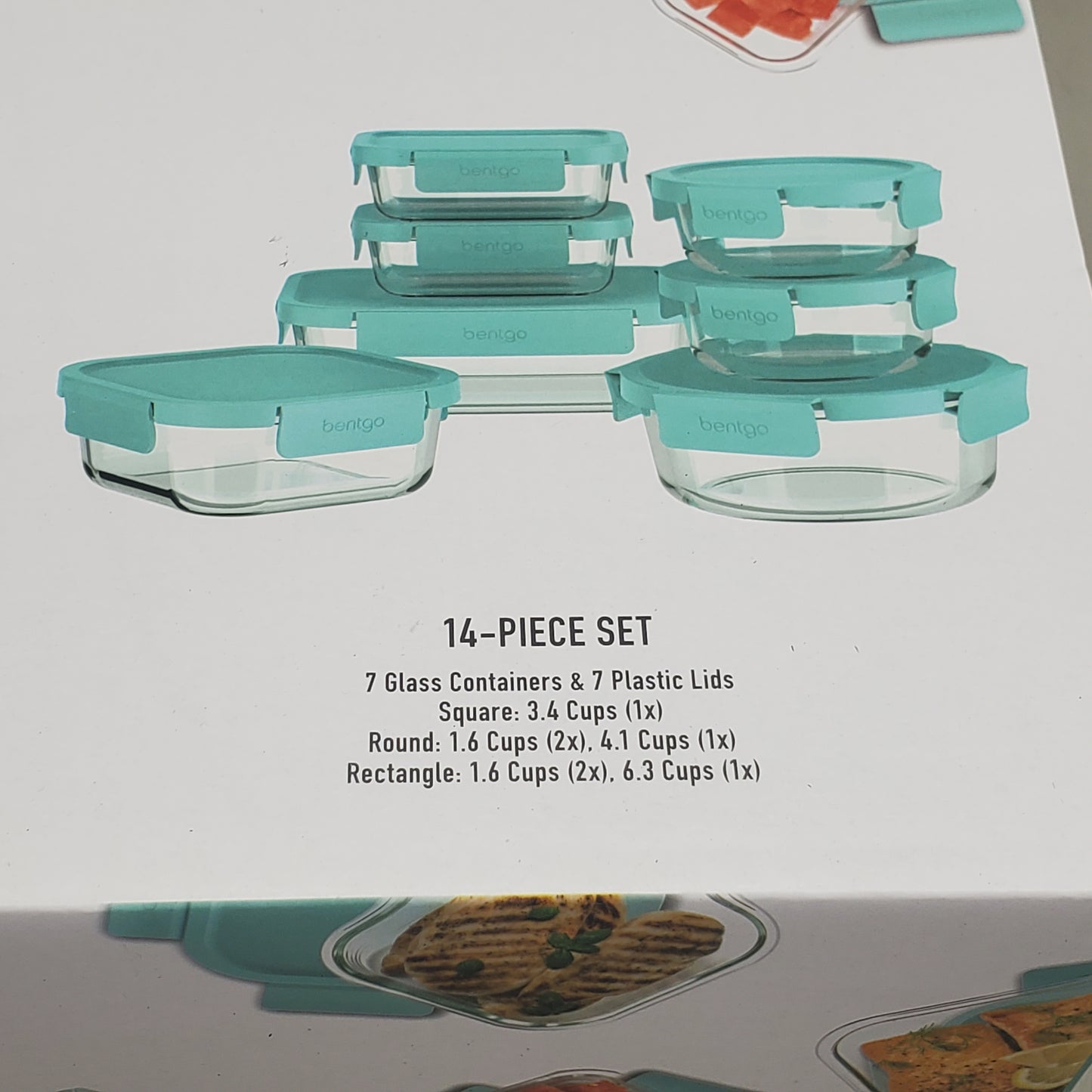 BENTGO GLASS (14 Pc Set) Leak-proof Food Storage Containers Soft Aqua BGPLGLPK3-SA
