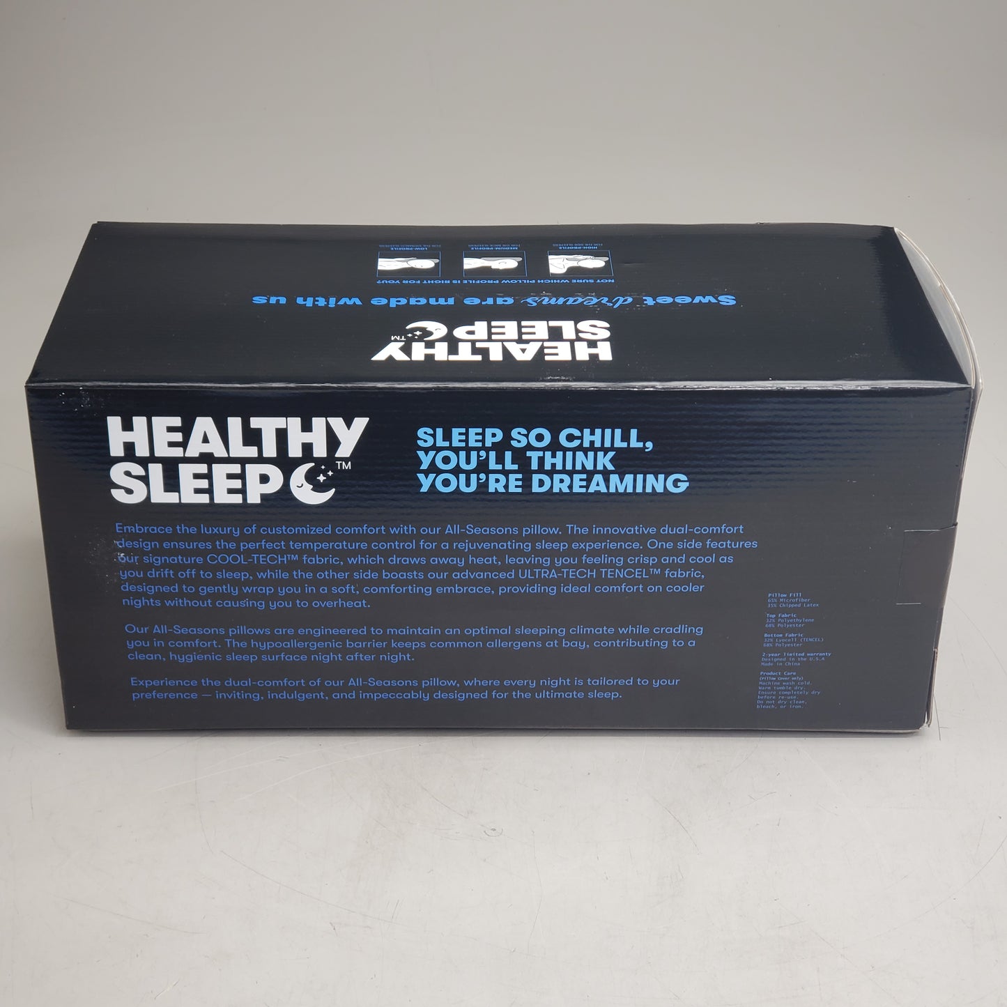 HEALTHY SLEEP Low Profile All-Seasons Reversible DualComfort Pillow Queen White 10-PILL-04/6-CLTLOPROAS