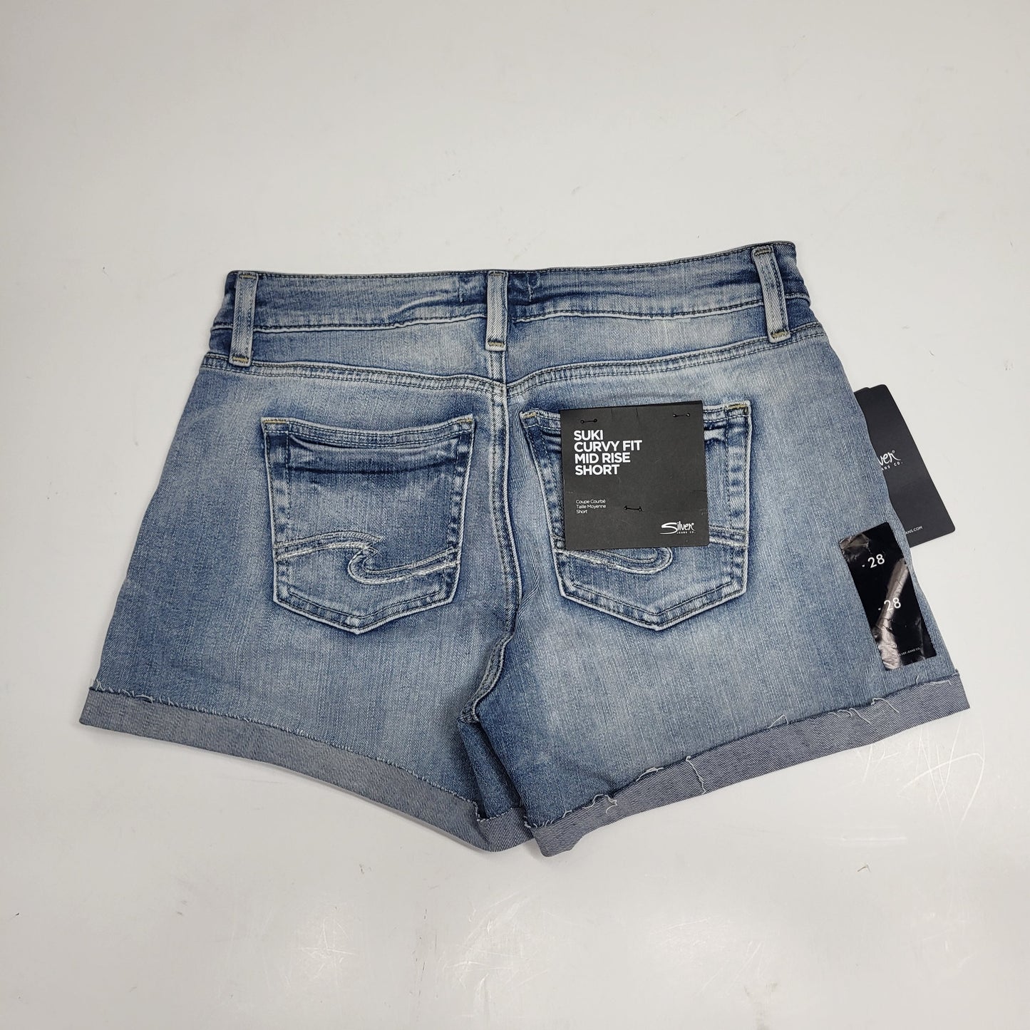 SILVER JEANS CO. Suki Curvy Fit Mid Rise Short Sz 28/4 Indigo L53960EPX199
