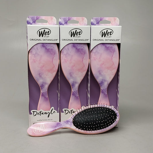 WET BRUSH (4 PACK) Original Detangler Hair Brush Pink / Purple Watermark Pattern