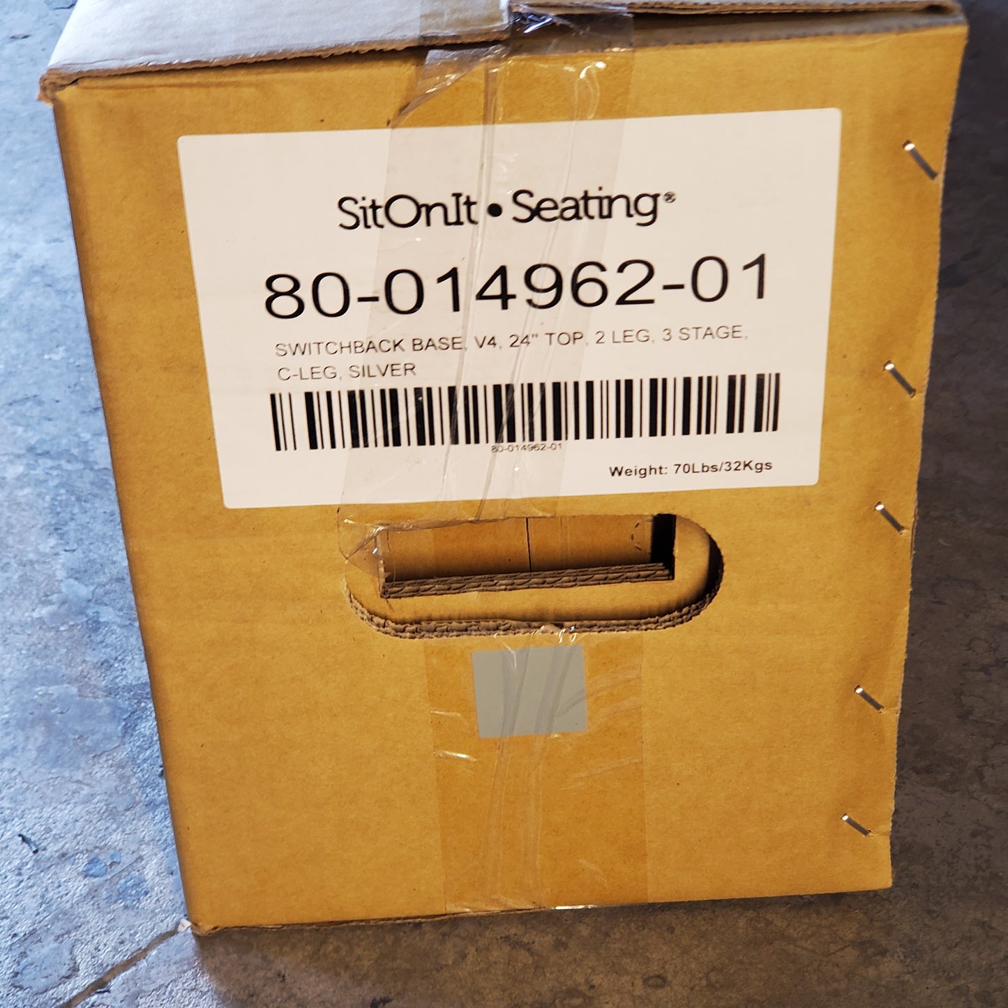SITONIT SEATING Electric Adjustable Switchback Base V4 2 Leg 3 Stage C-leg for 24" Top Silver 80-014962-01