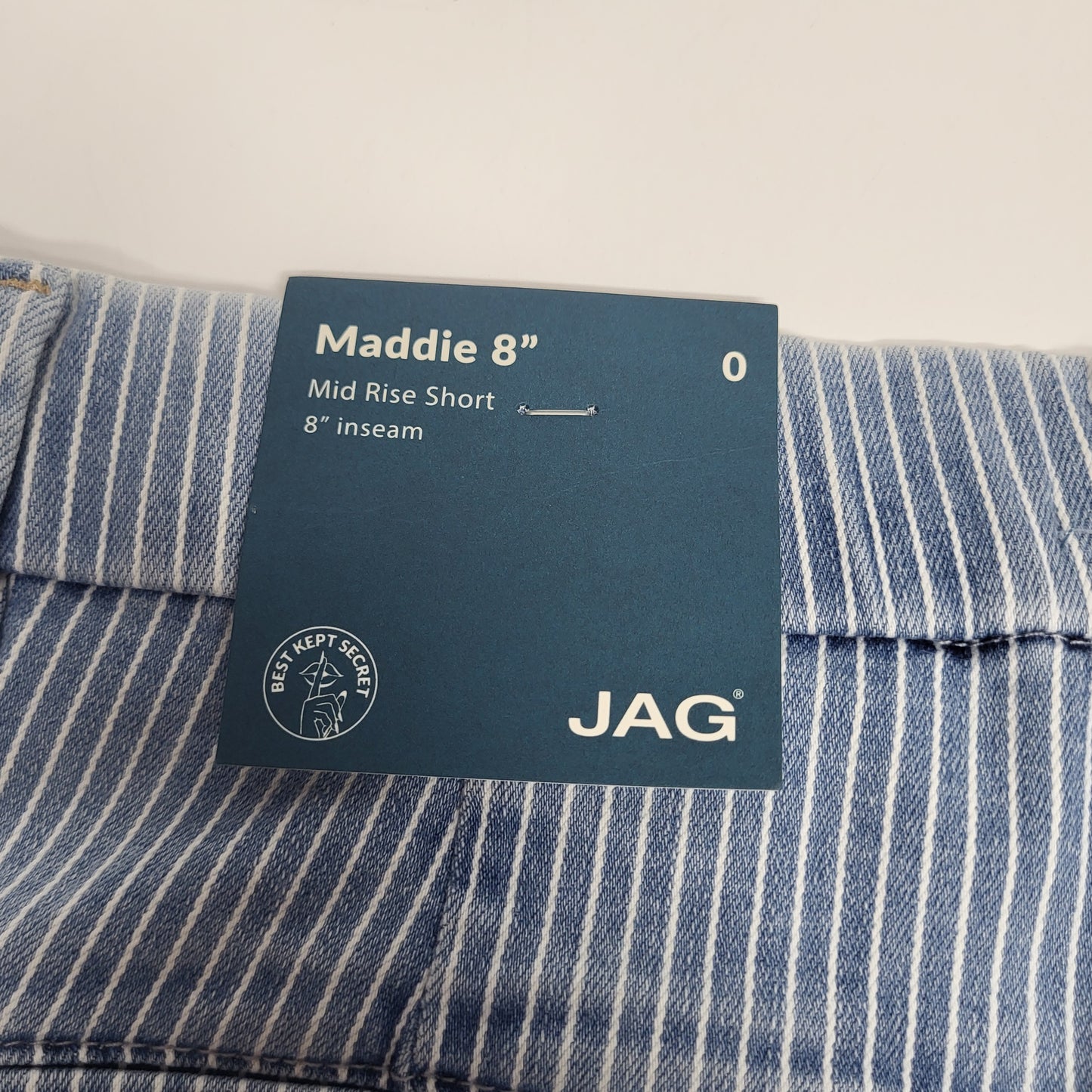 JAG Maddie Mid Rise Pull-On Short Womens Sz 0/8 Bleached Stripe J5108LSX116