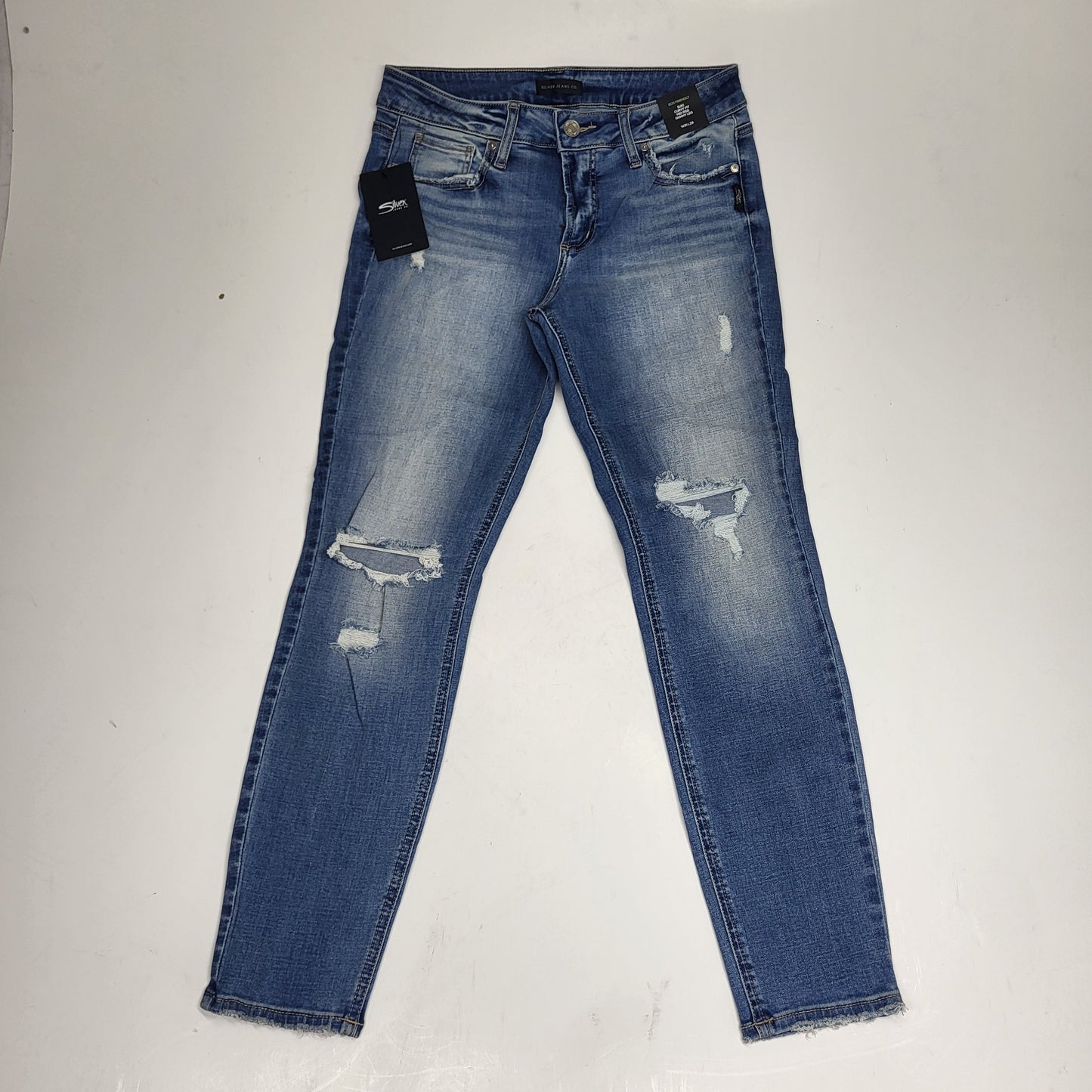 SILVER JEANS CO. Suki Curvy Fit Skinny Leg Eco Friendly Sz 31/29 Light Indigo