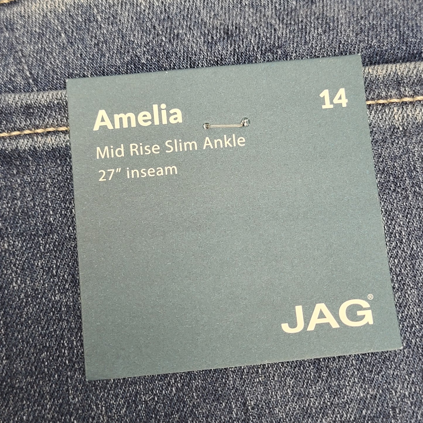 JAG Amelia Mid Rise Slim Ankle  Womens Sz 14/27 Kodiak Blue J2321EAE374