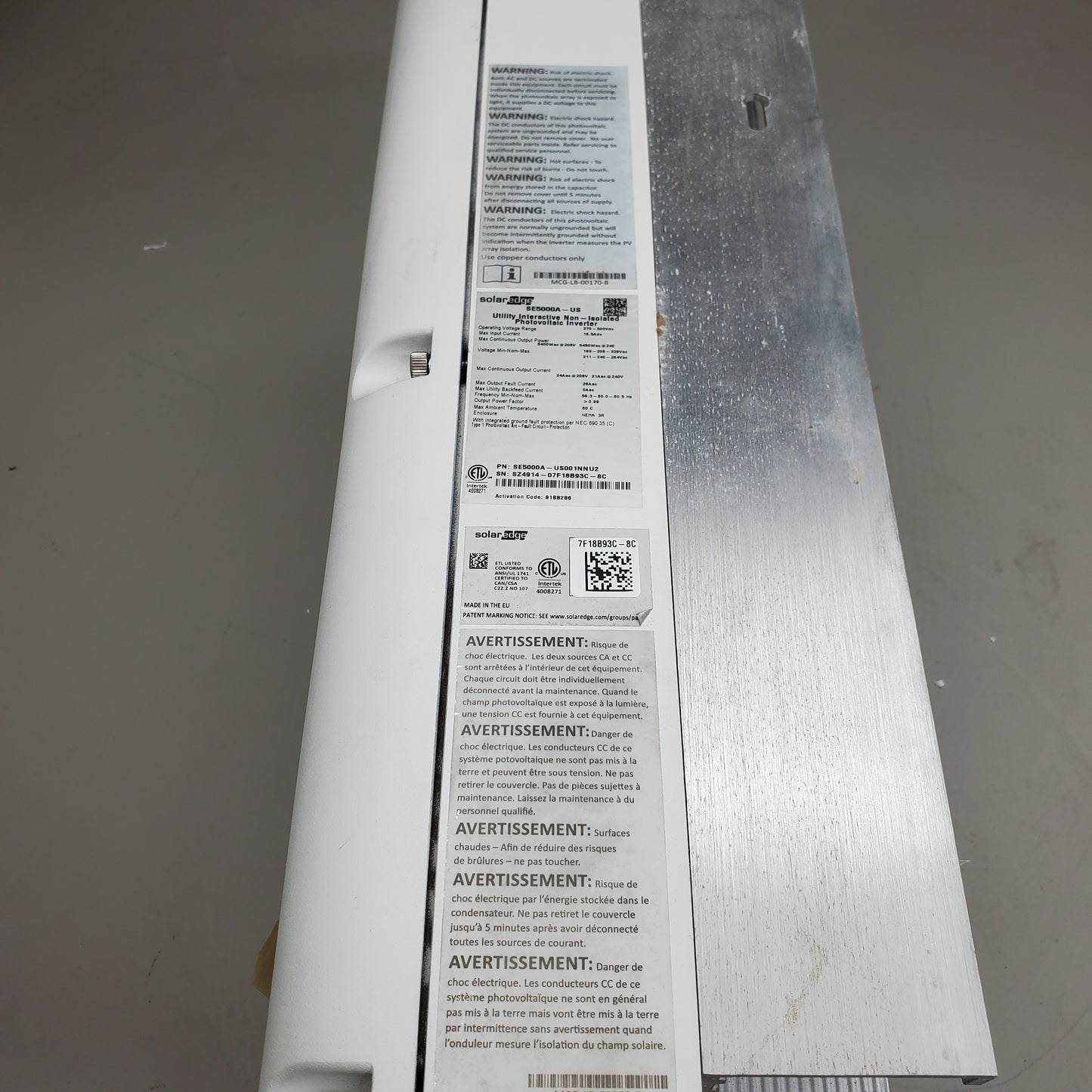 SOLAREDGE Photovoltaic System Dc Disconnect  270-500vdc SE5000A-US001NNU2 (For Parts)
