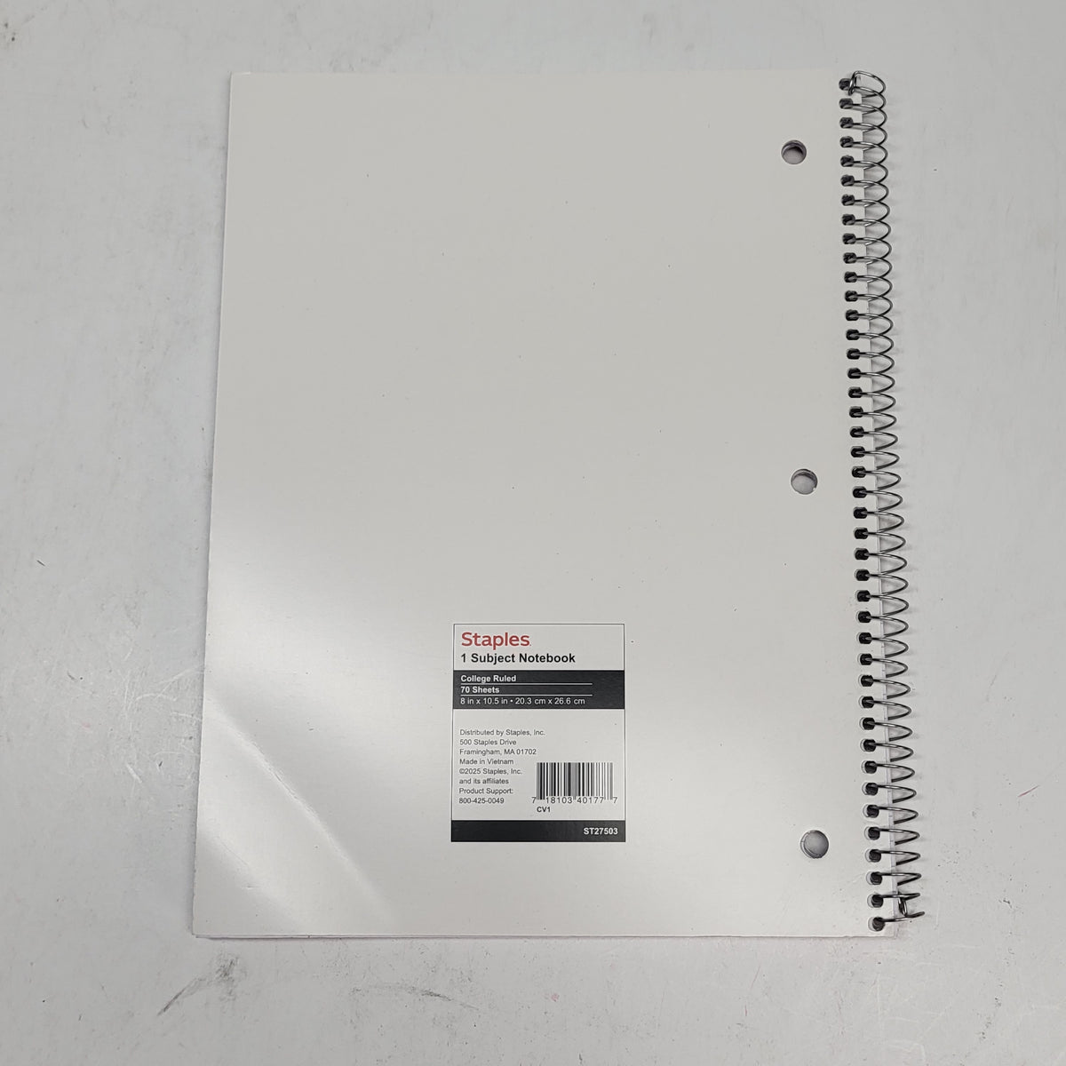 ZA@ STAPLES (12 PACK) 1 Subject College Ruled Notebooks 70 Sheets Red ST27503