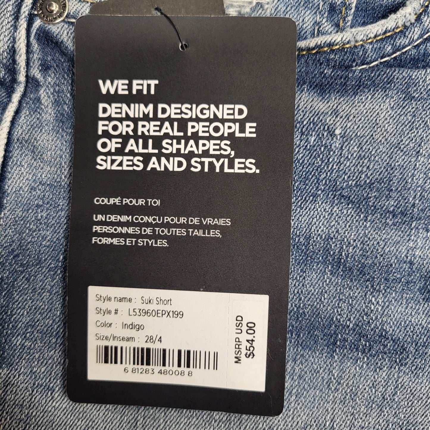 SILVER JEANS CO. Suki Curvy Fit Mid Rise Short Sz 28/4 Indigo L53960EPX199