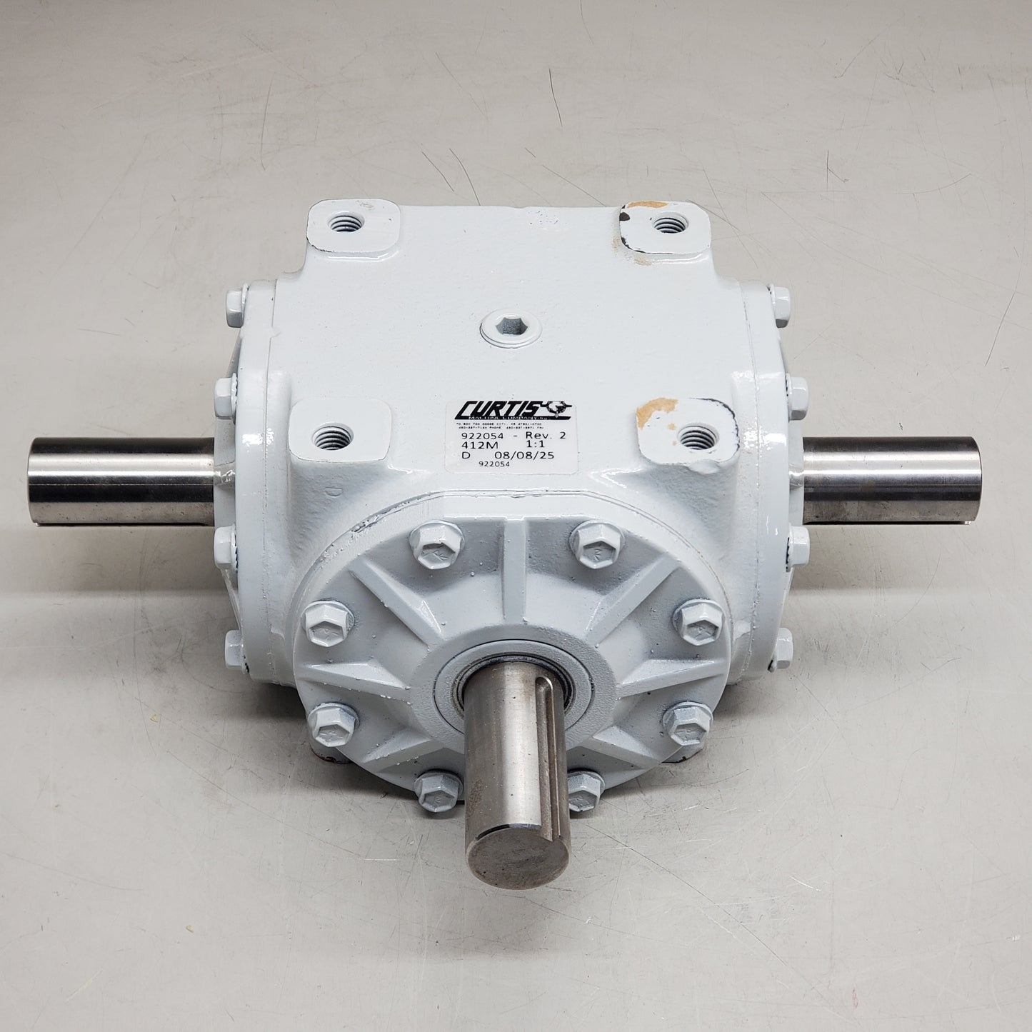 CURTIS MACHINE Gearbox 412m 1:1 Rev 2 Angle 3 Shaft Gear Grey 922054