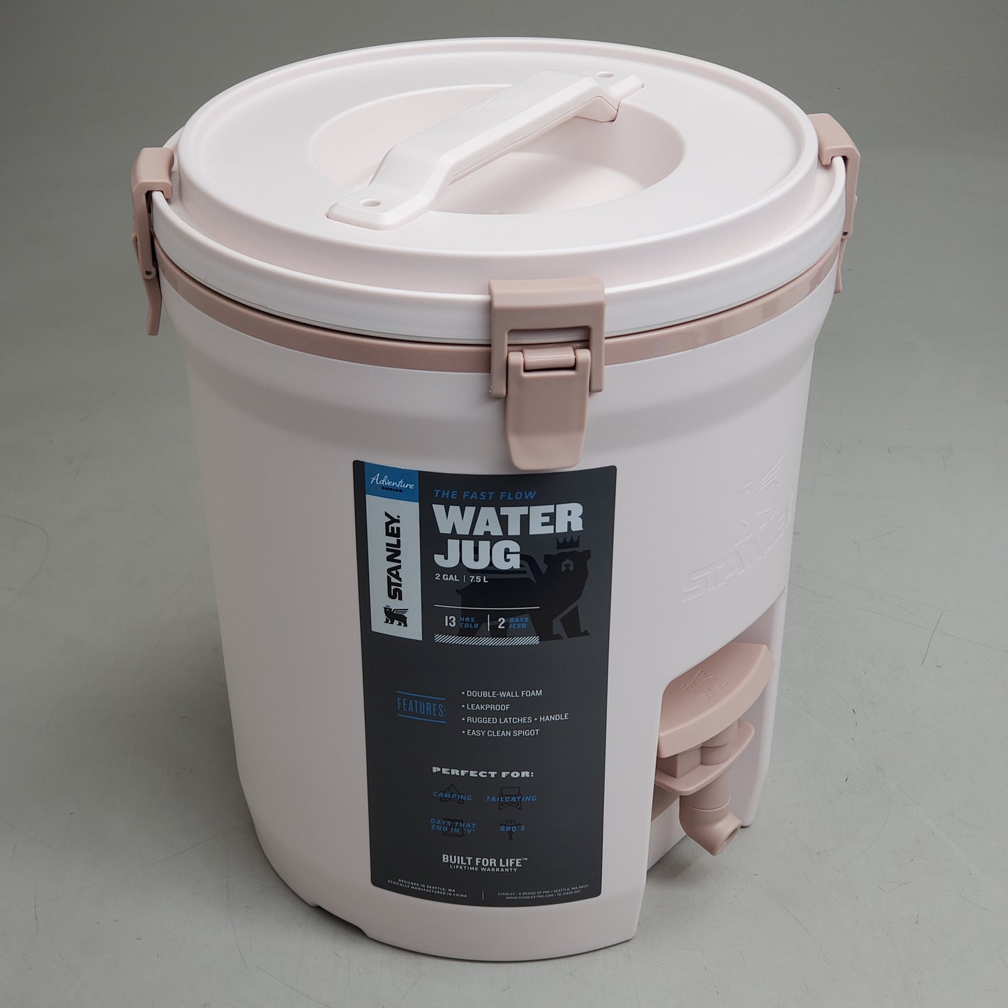 STANLEY Fast Flow Water Jug Dispenser Insulated Beverage Cooler 2 Gal Rose Quartz 10-01938-157