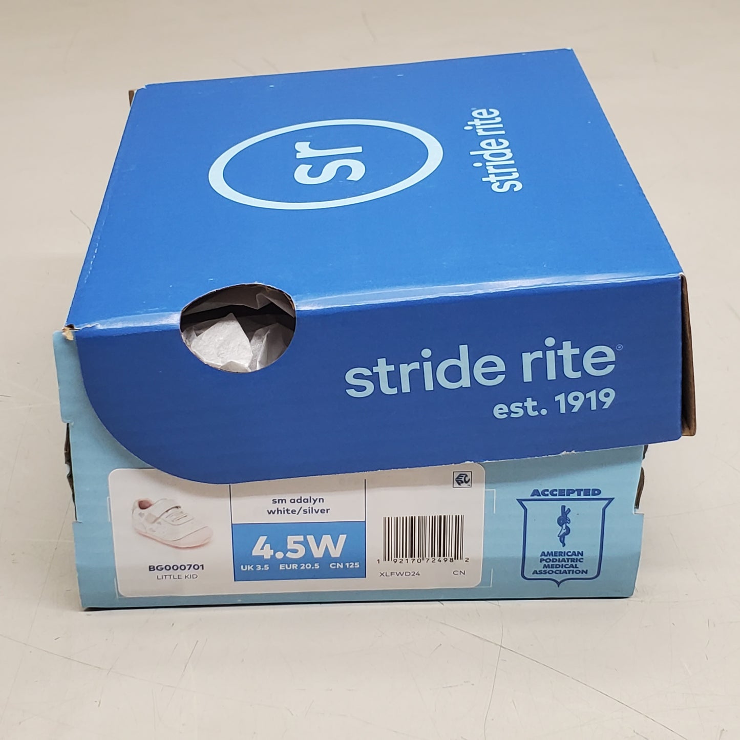 STRIDE RITE Sm Adalyn Shoes Toddler SZ 4.5W White/Silver/Pink BG000701